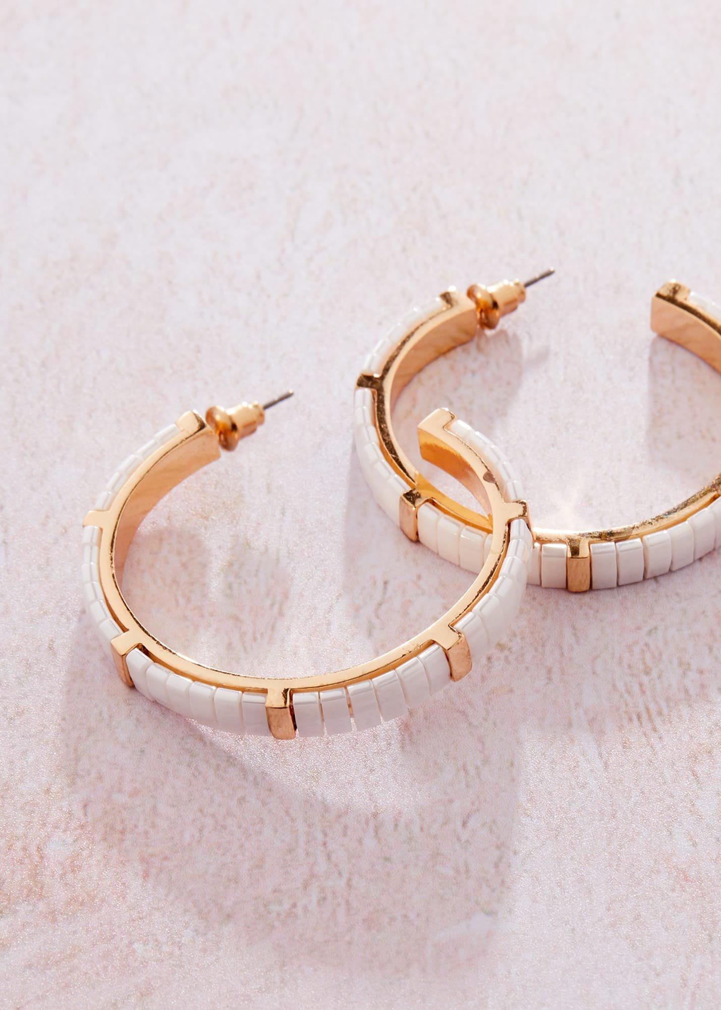 Flat Bead Hoop Earring