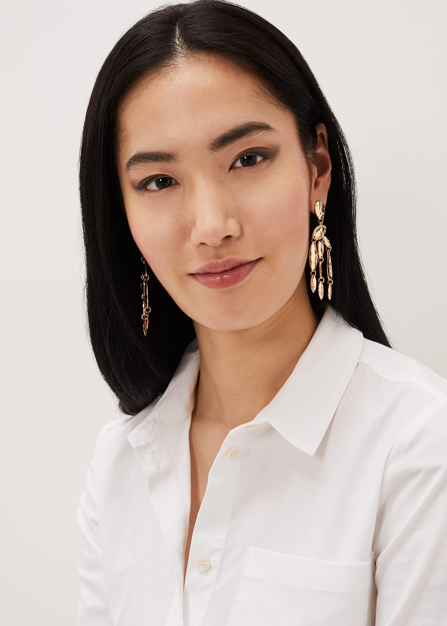 Hammered Finish Geo Shape Drop Earring