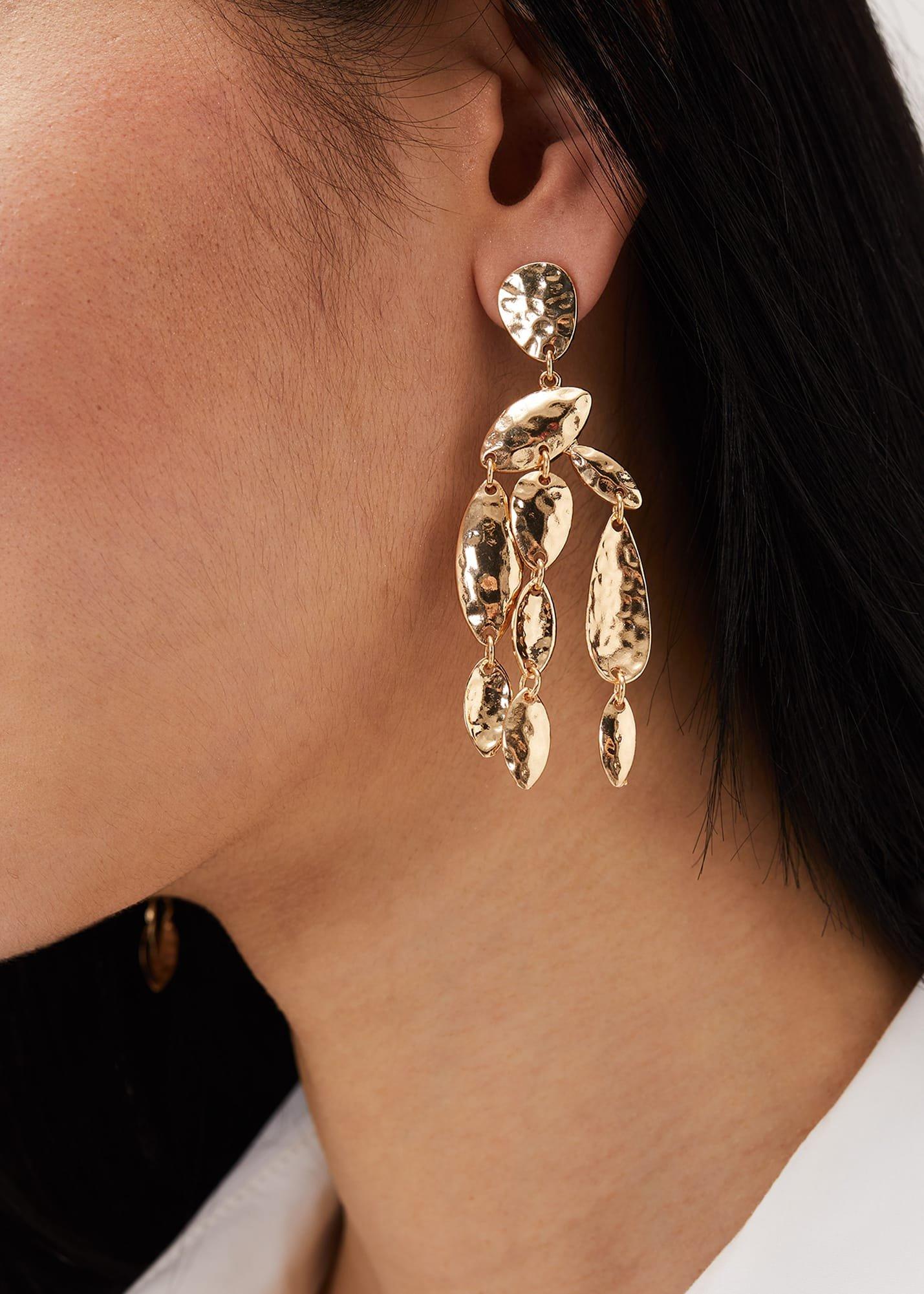 Hammered Finish Geo Shape Drop Earring