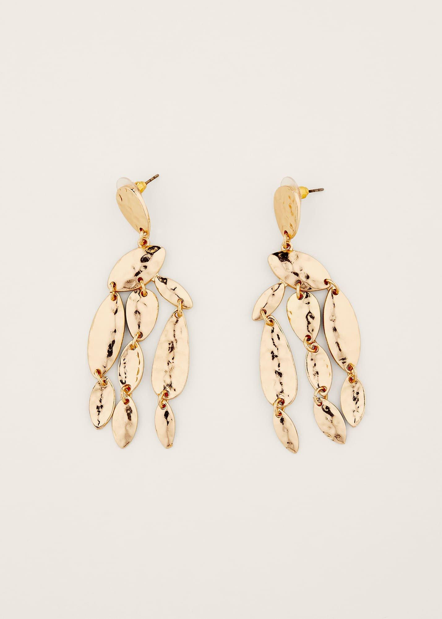 Hammered Finish Geo Shape Drop Earring