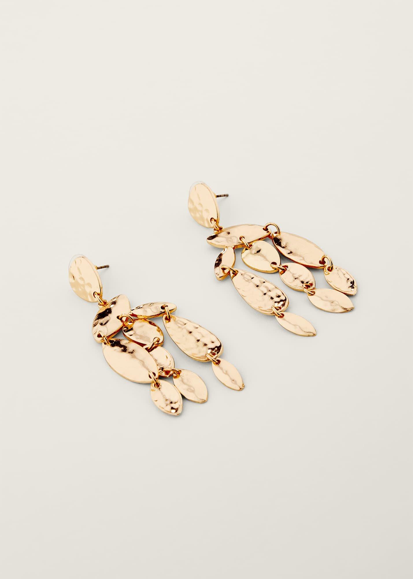 Hammered Finish Geo Shape Drop Earring