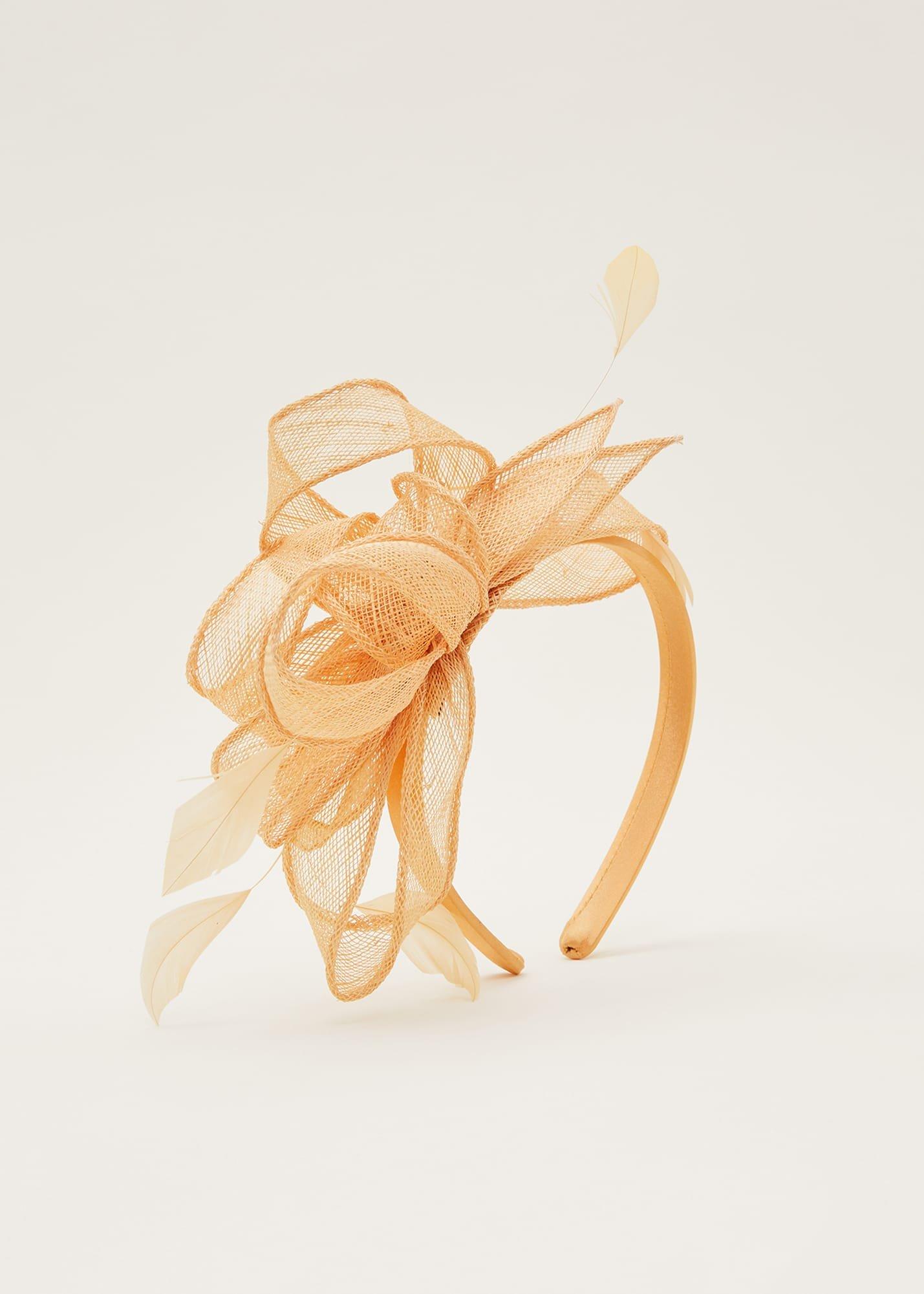 Yellow Bow And Feather Headband