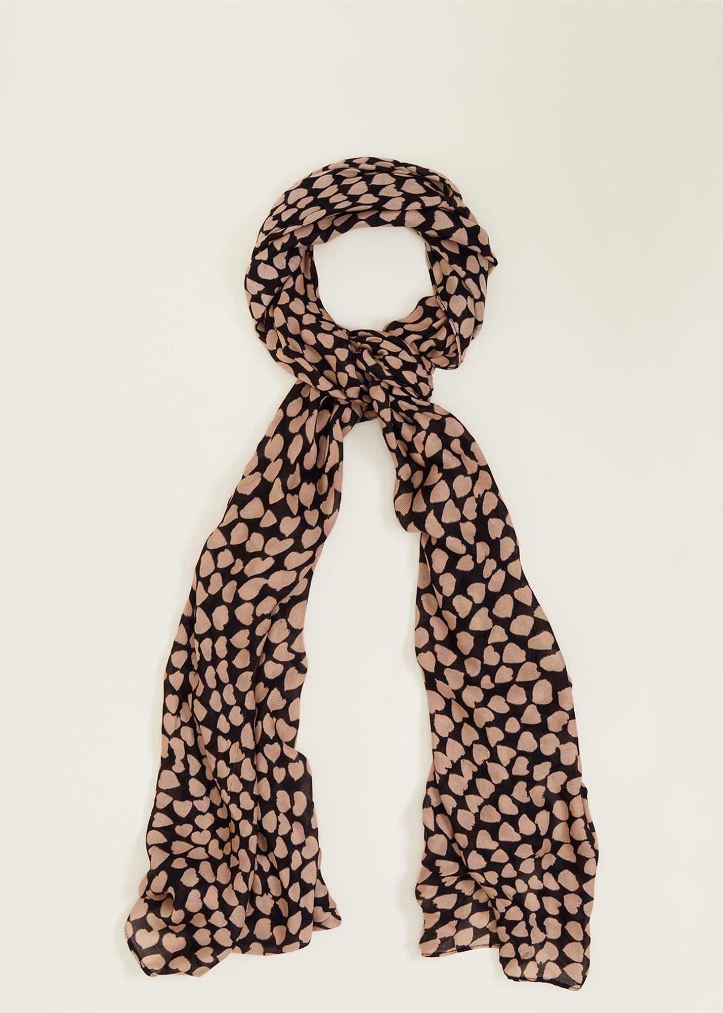Heart Print Lightweight Scarf