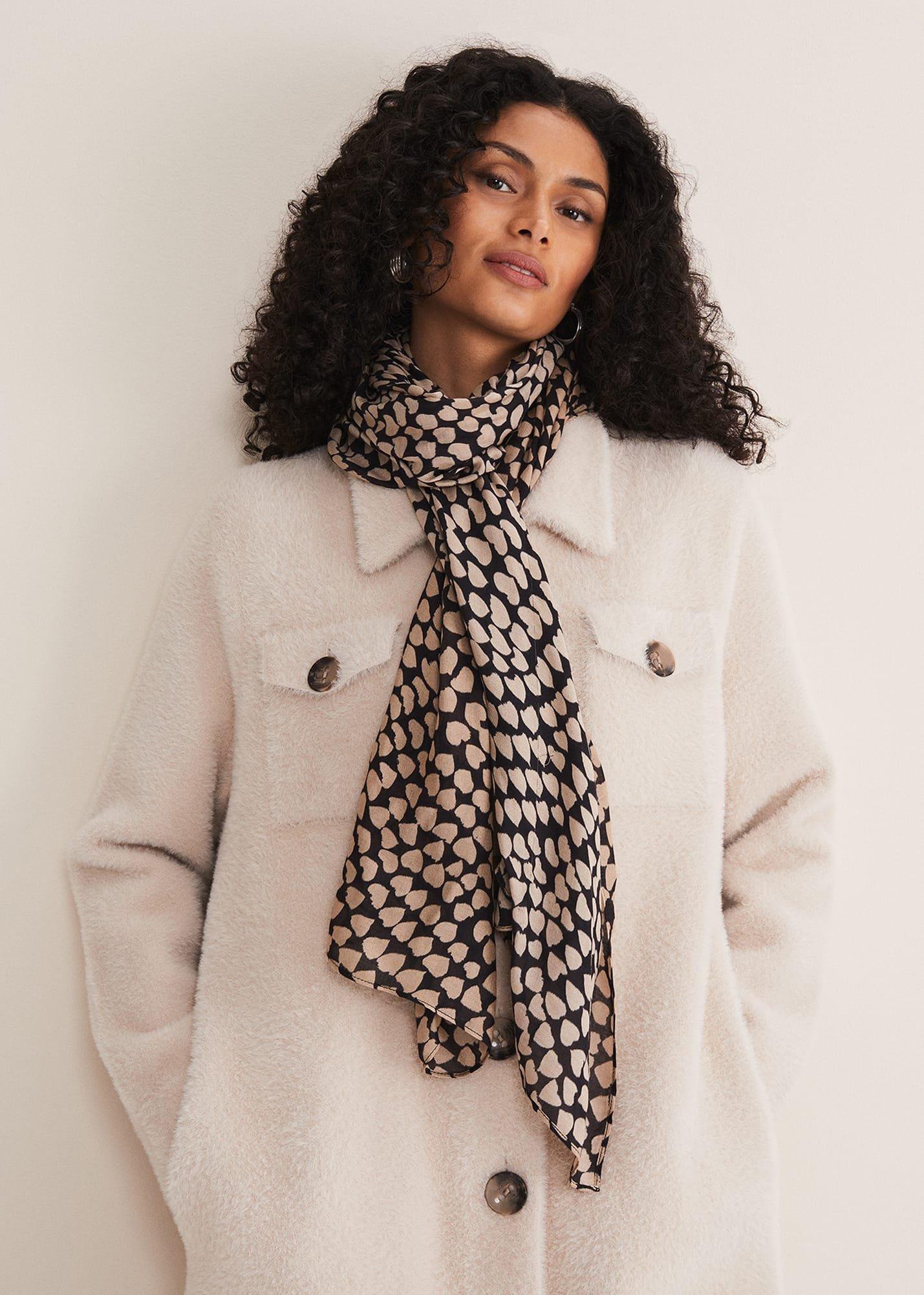 Heart Print Lightweight Scarf
