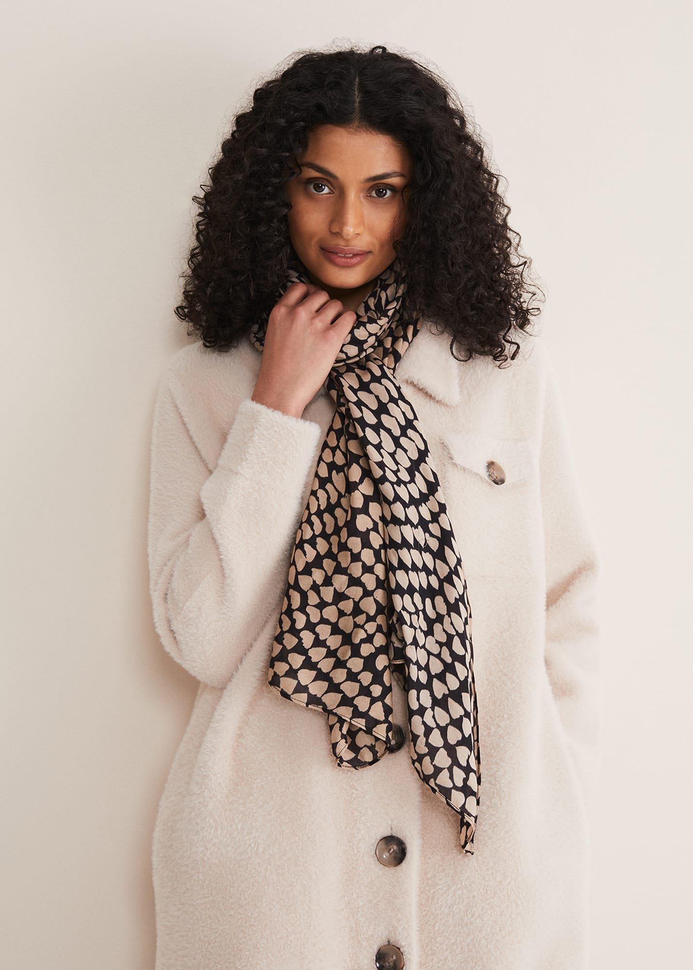Heart Print Lightweight Scarf