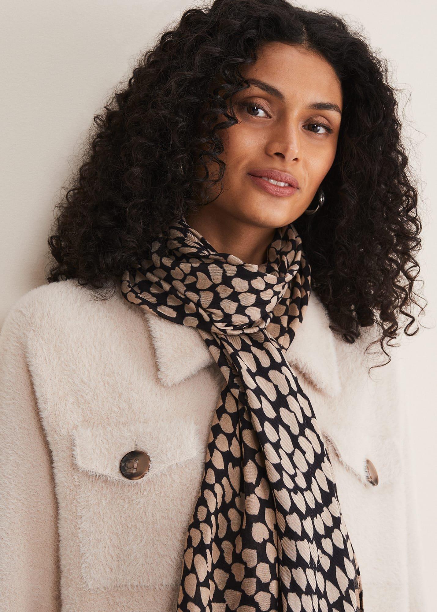 Heart Print Lightweight Scarf