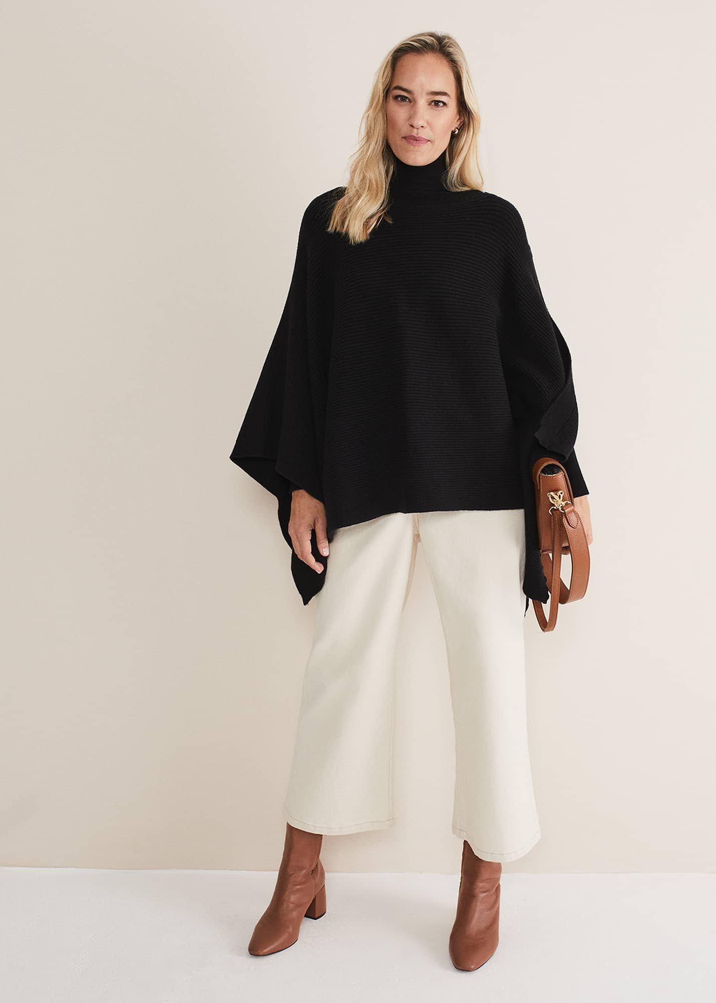 Ribbed Button Poncho