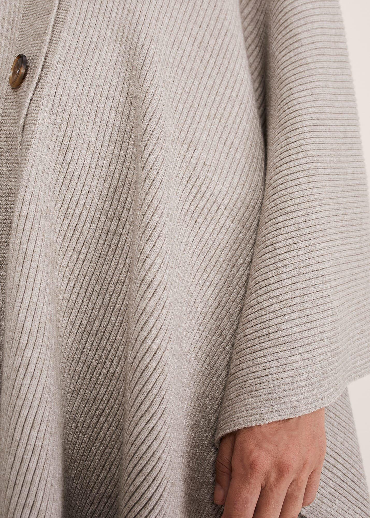 Ribbed Button Poncho