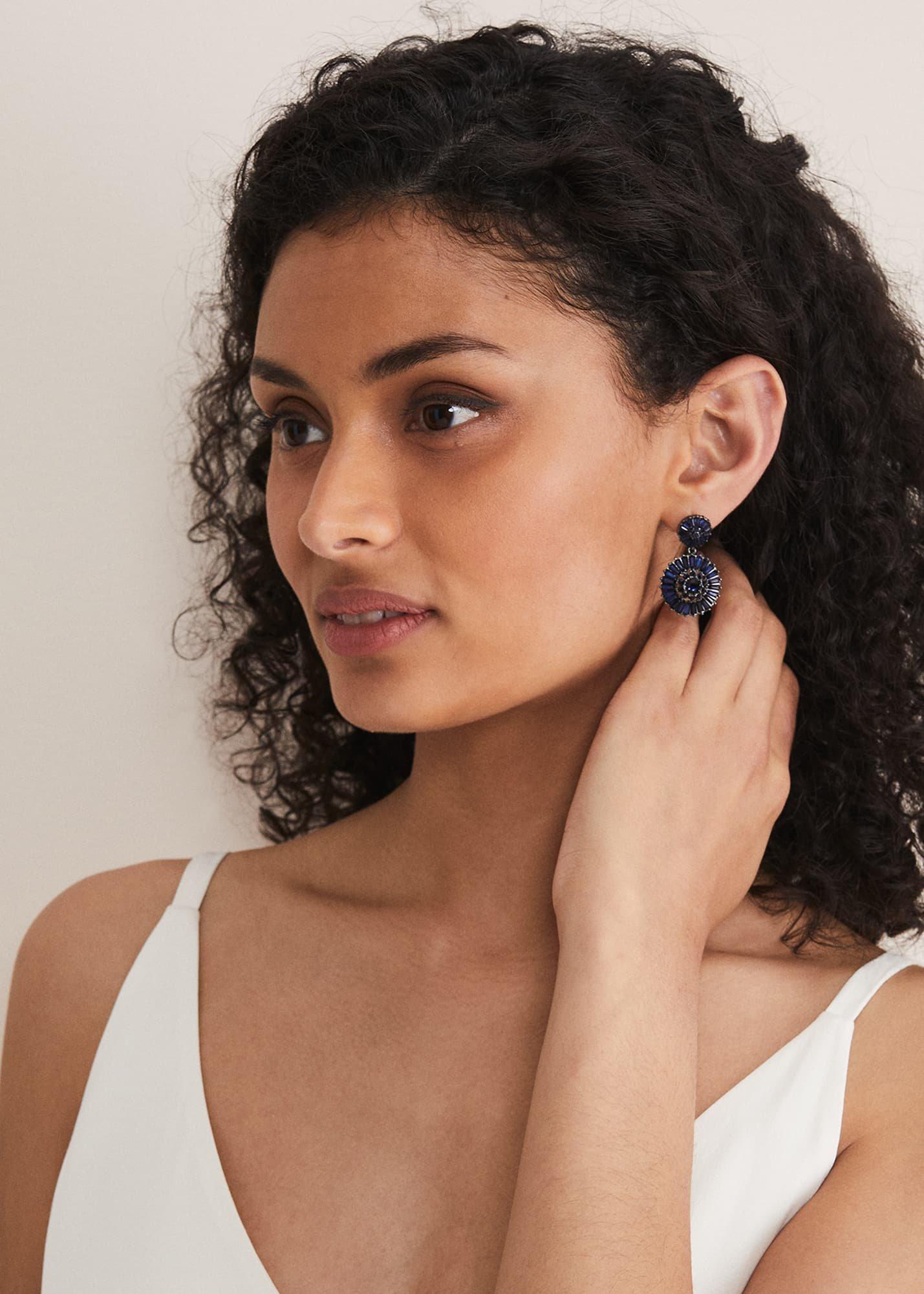 Round Stone Drop Earring