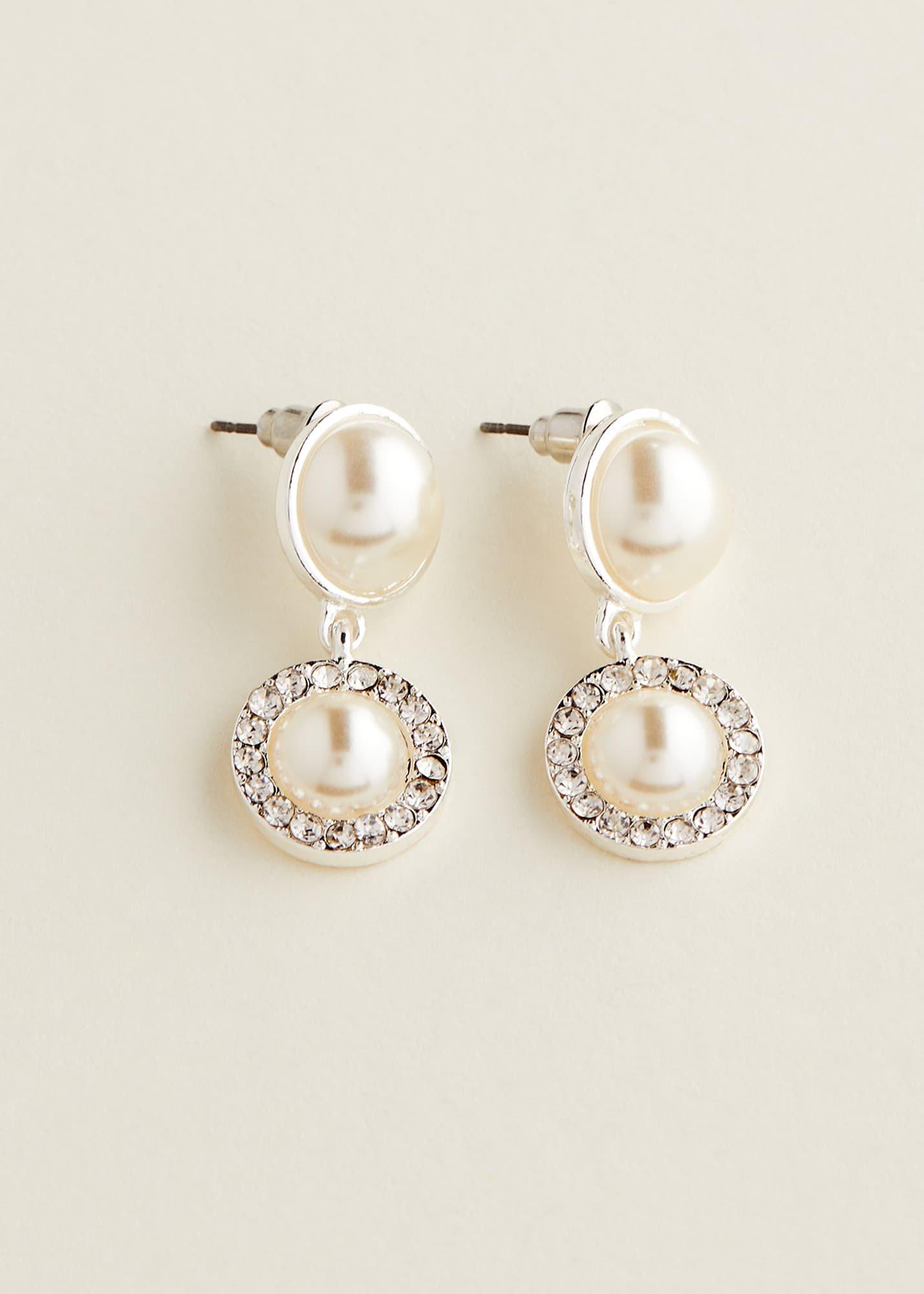 Pearl And Stone Drop Earring