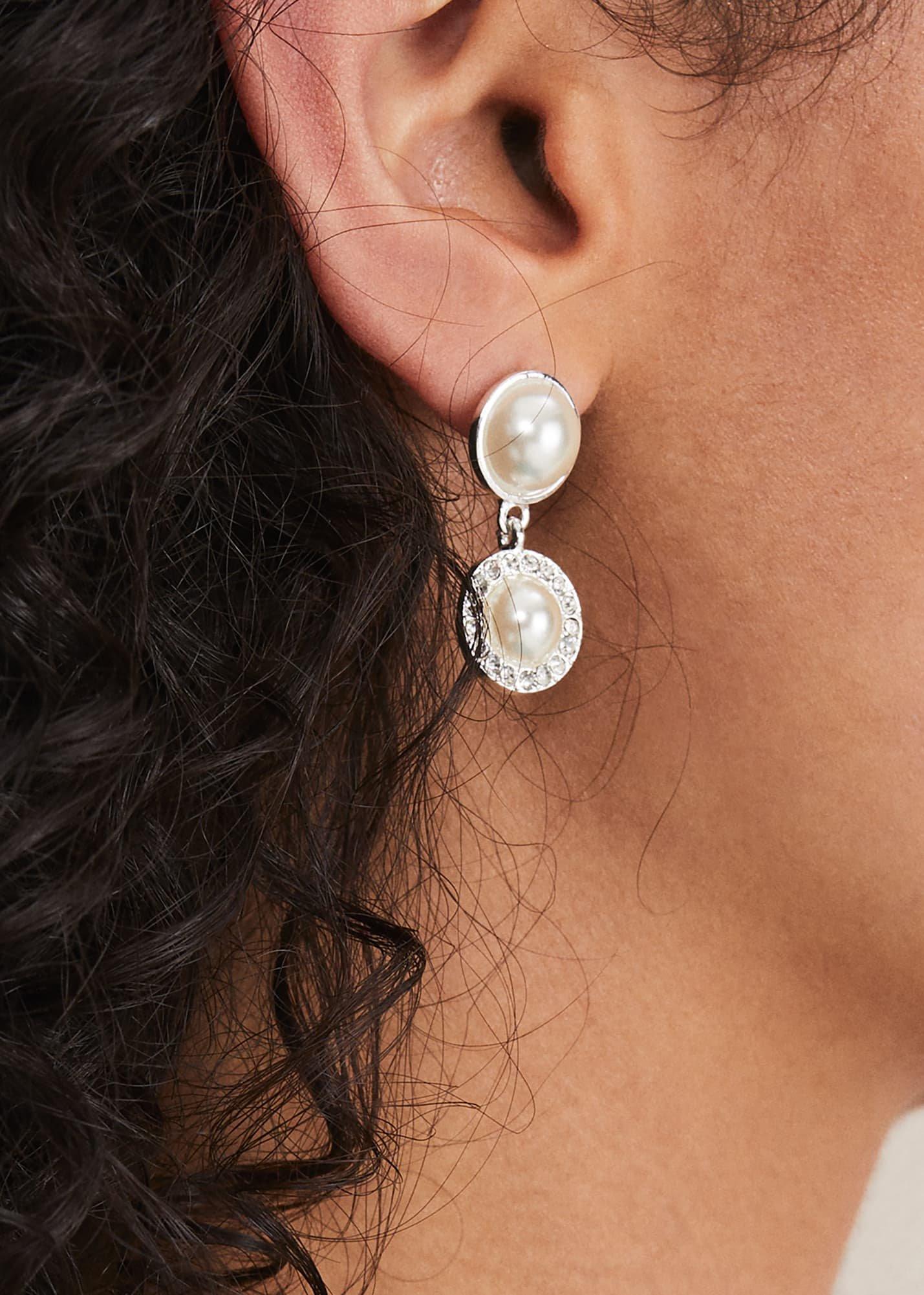 Pearl And Stone Drop Earring