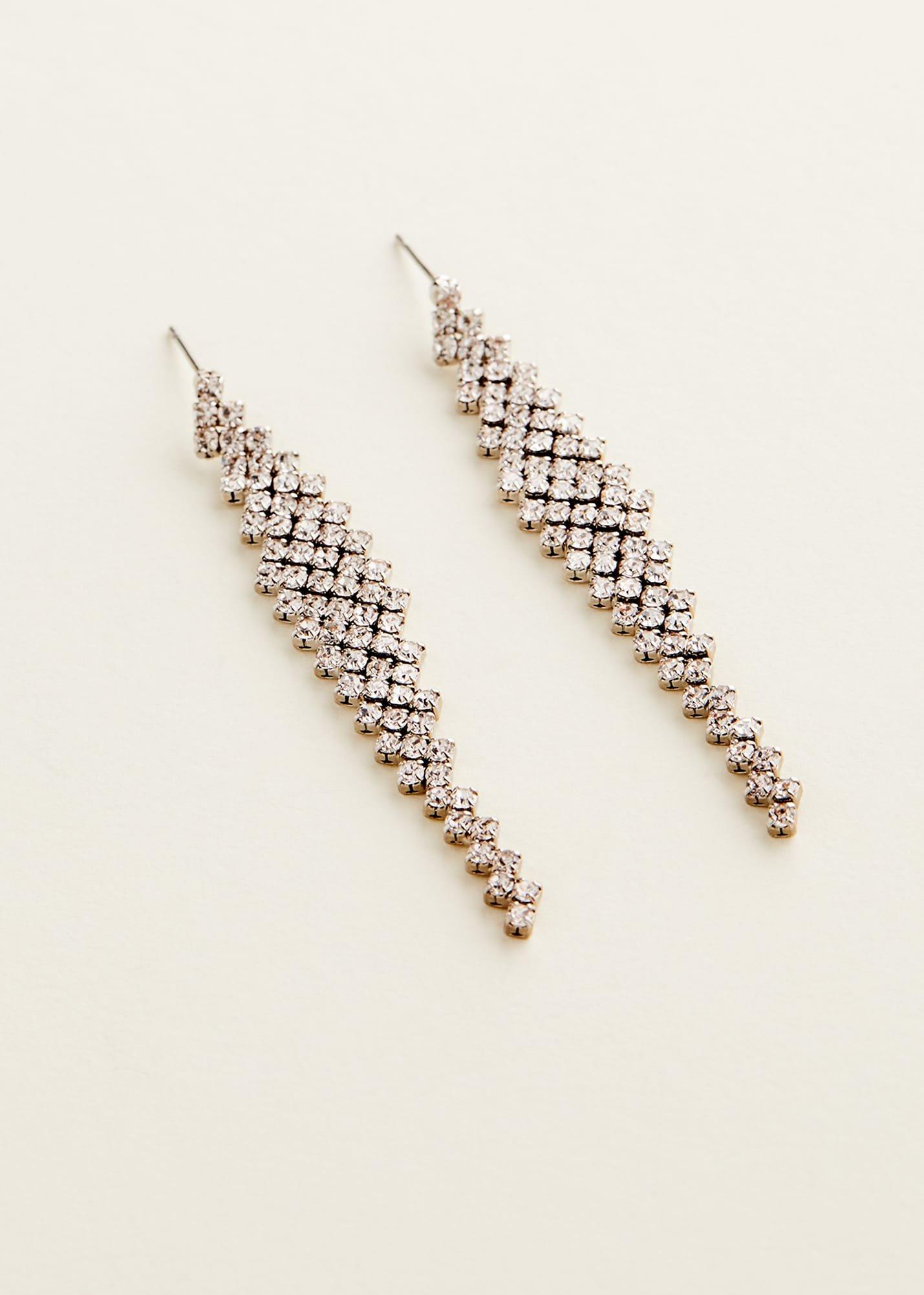 Silver Graduated Stone Drop Earrings