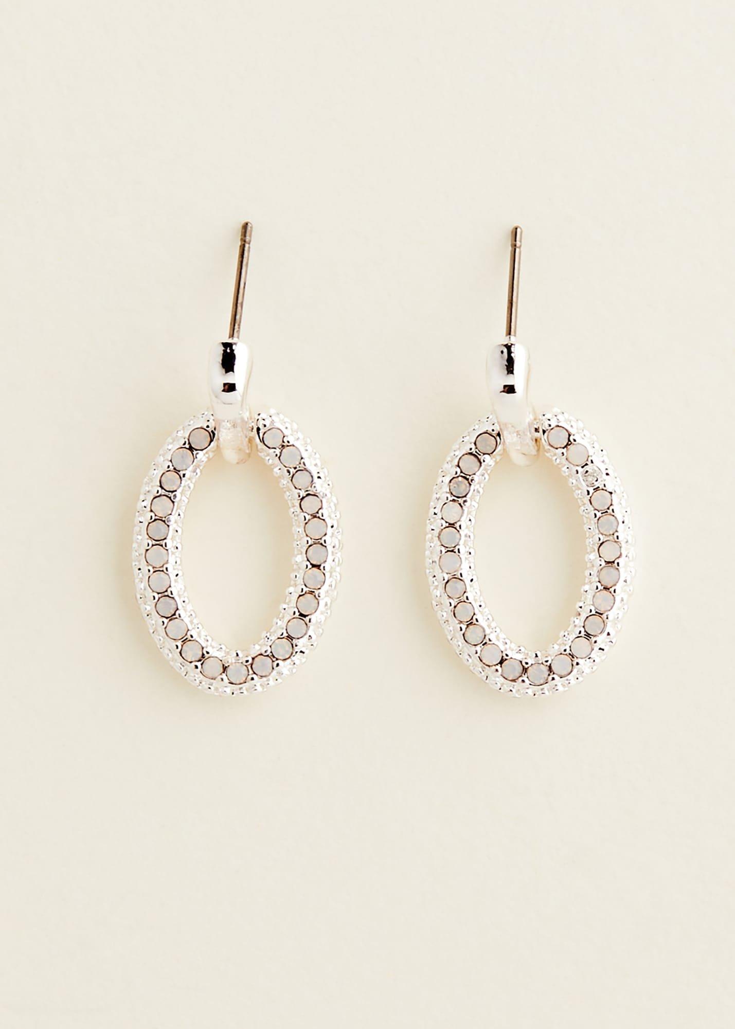 Oval Stone Drop Earring