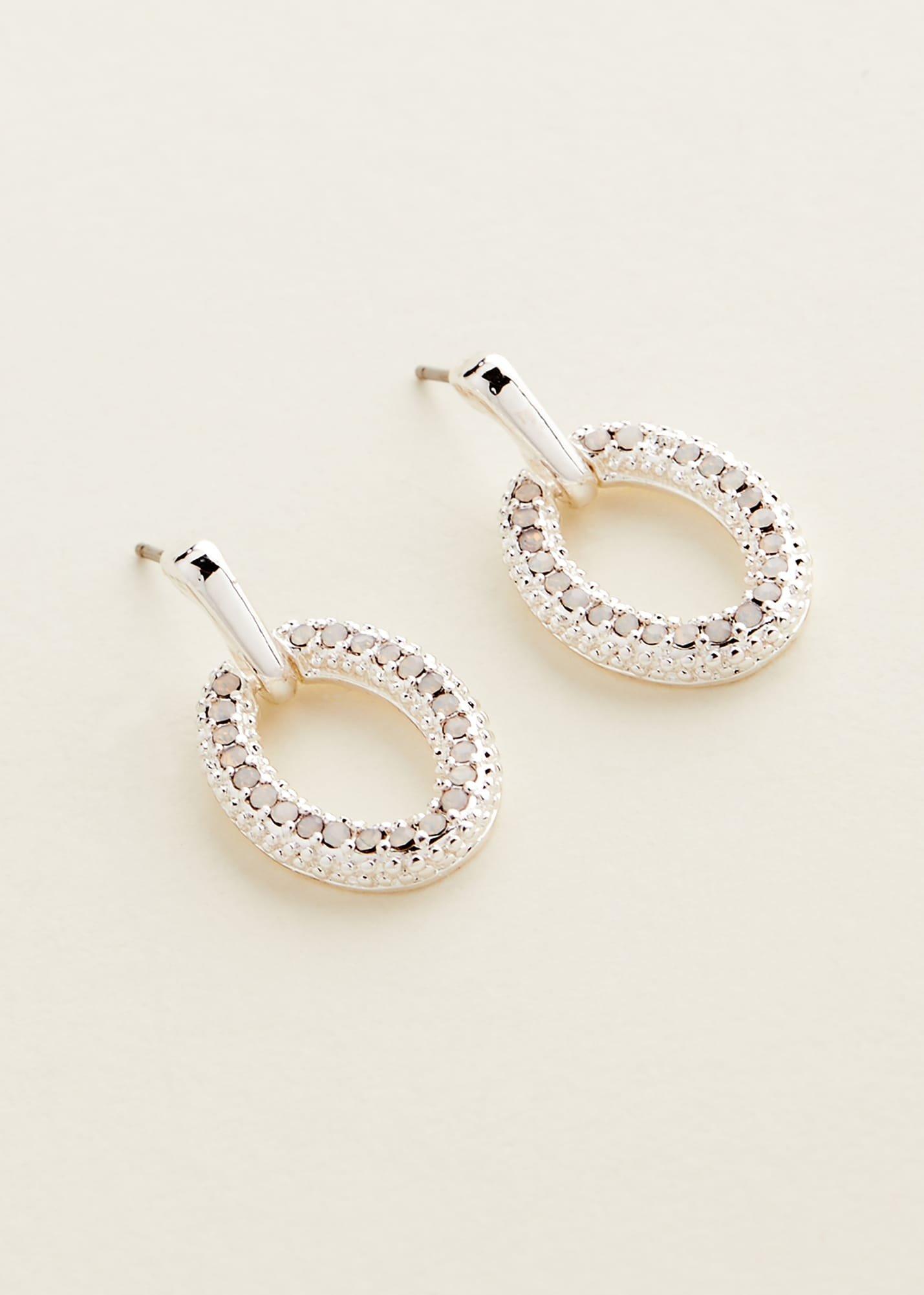 Oval Stone Drop Earring