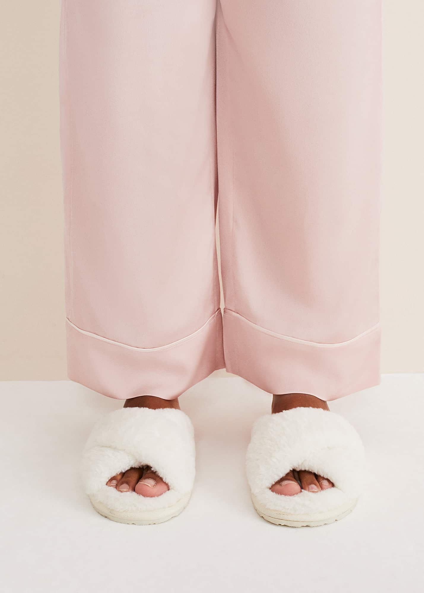 Ivory Faux Fur Slipper Sliders