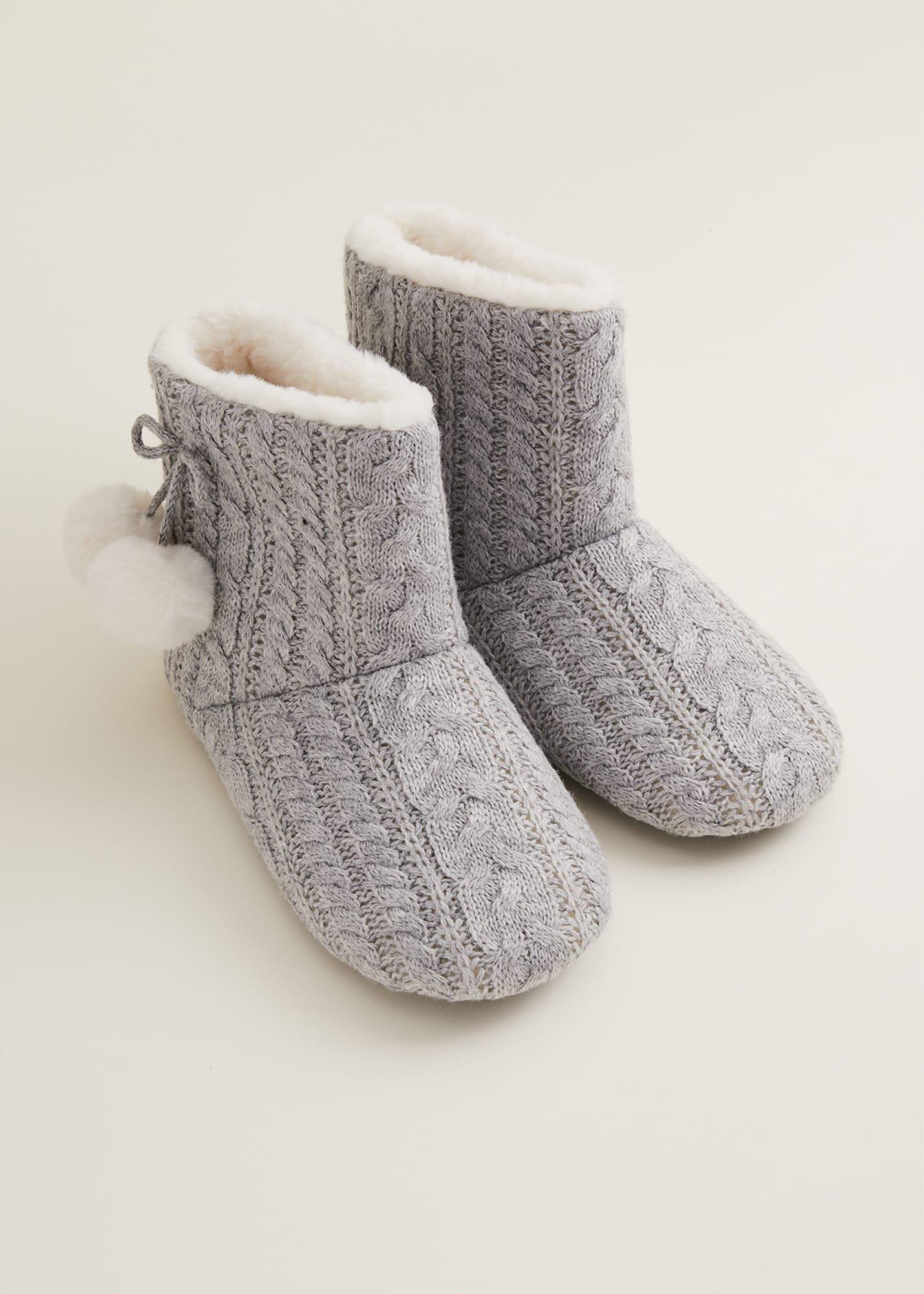 Cable Knit Slipper Boots