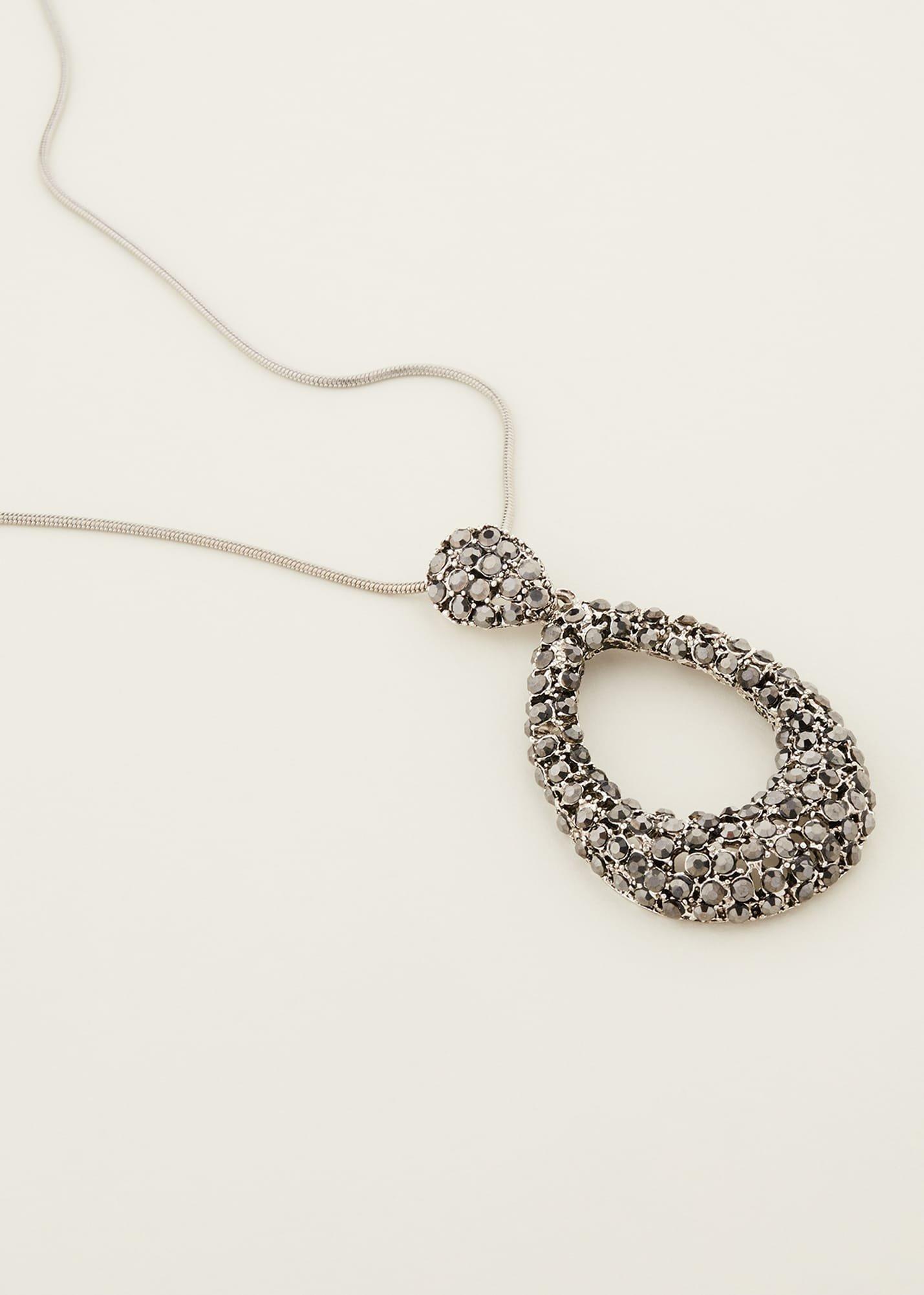 Sparkle Teardrop Long Pendant