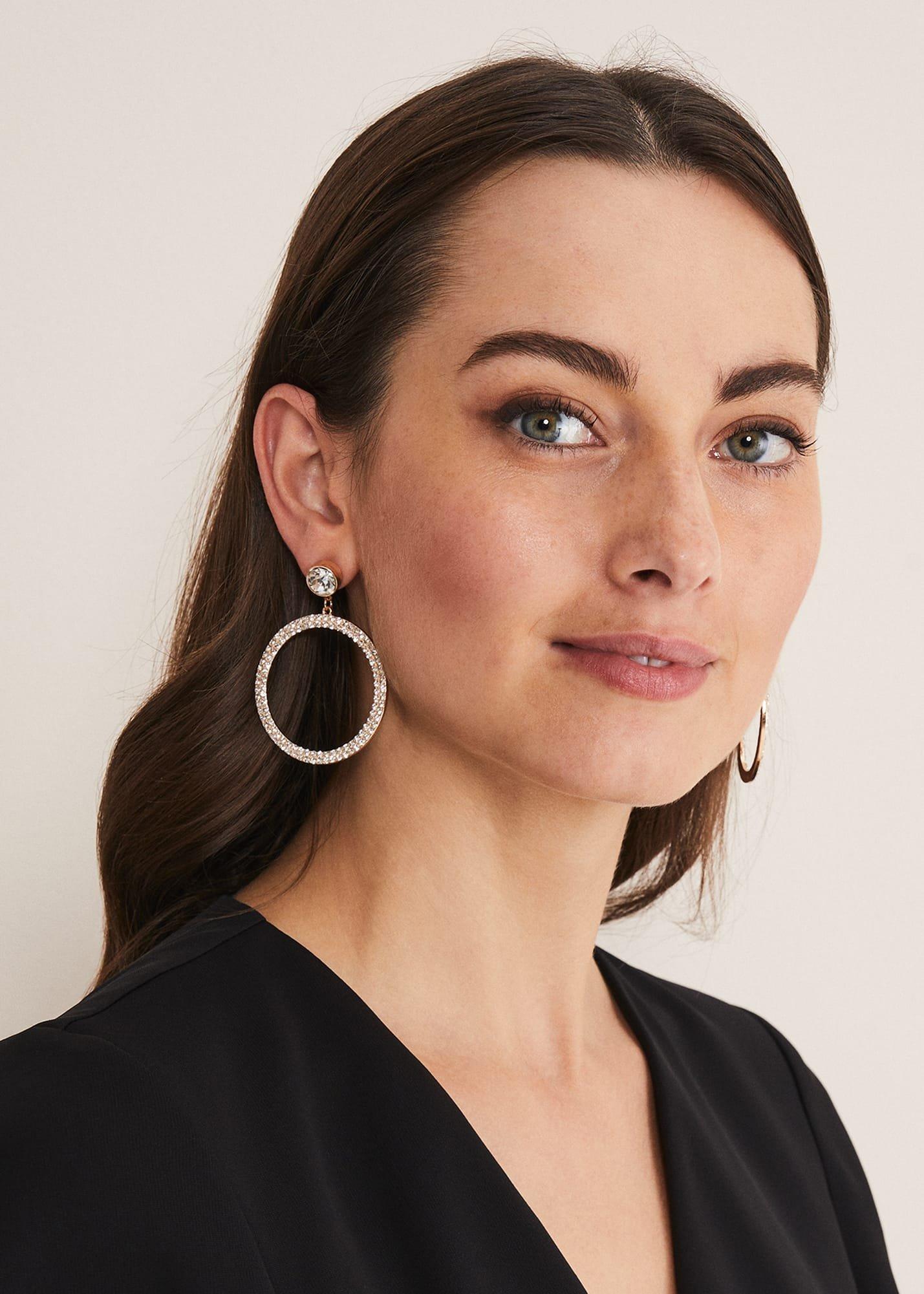 Stone Circle Drop Earring