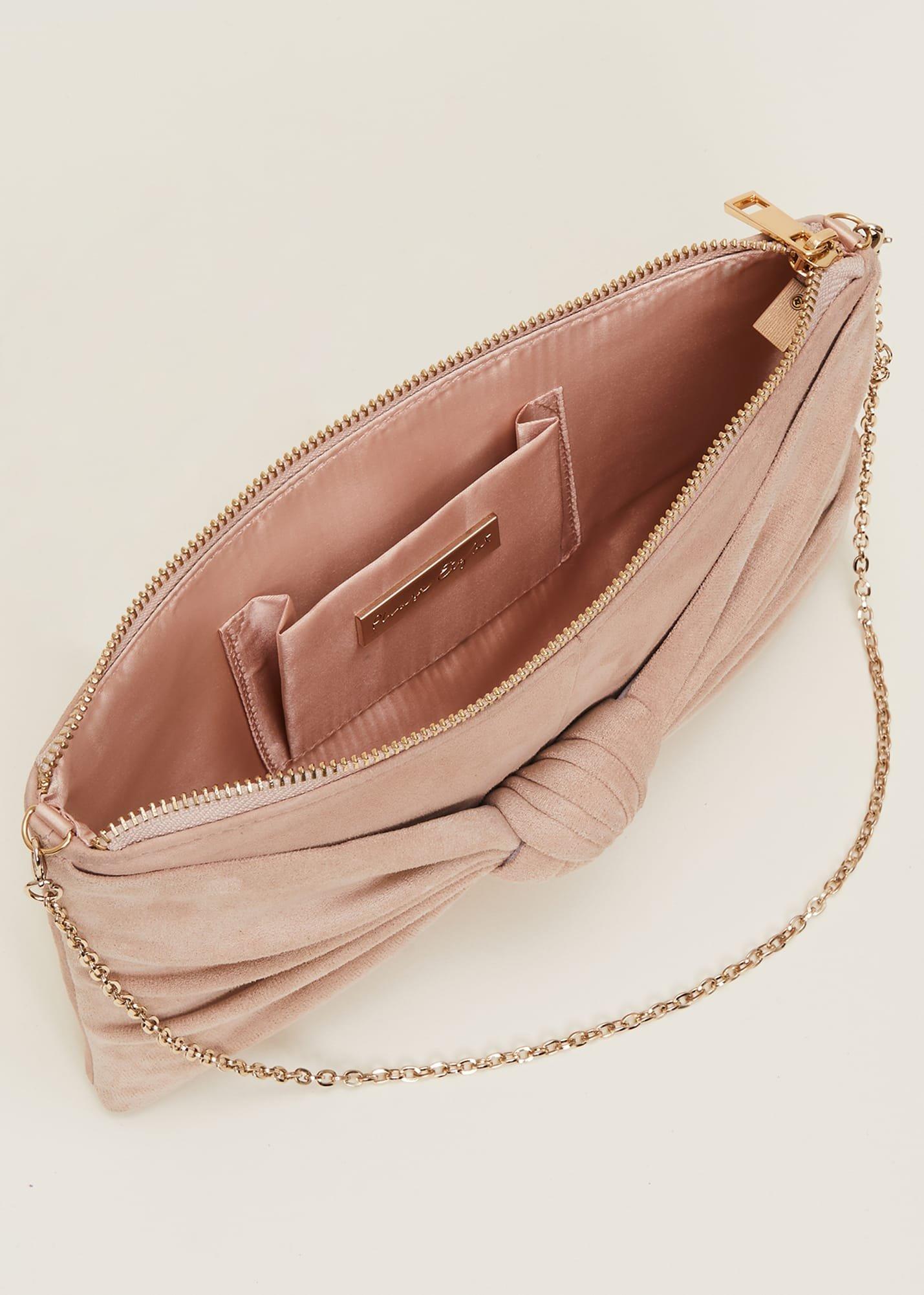 Nude Suede Clutch Bag