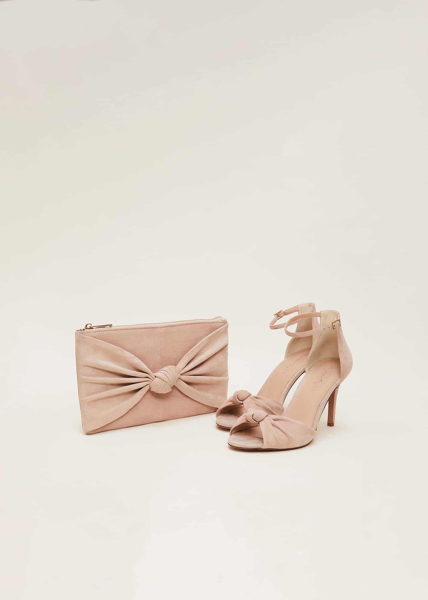 Nude Suede Clutch Bag