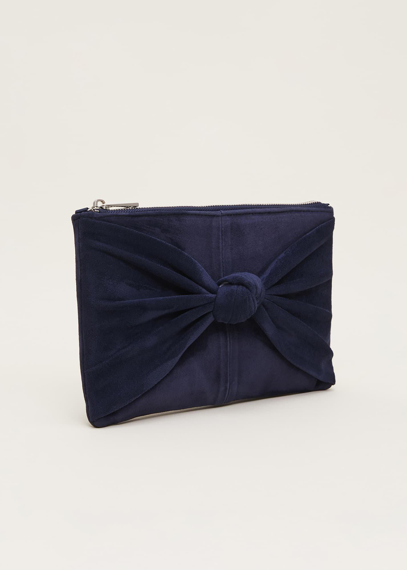 Navy Suede Clutch Bag