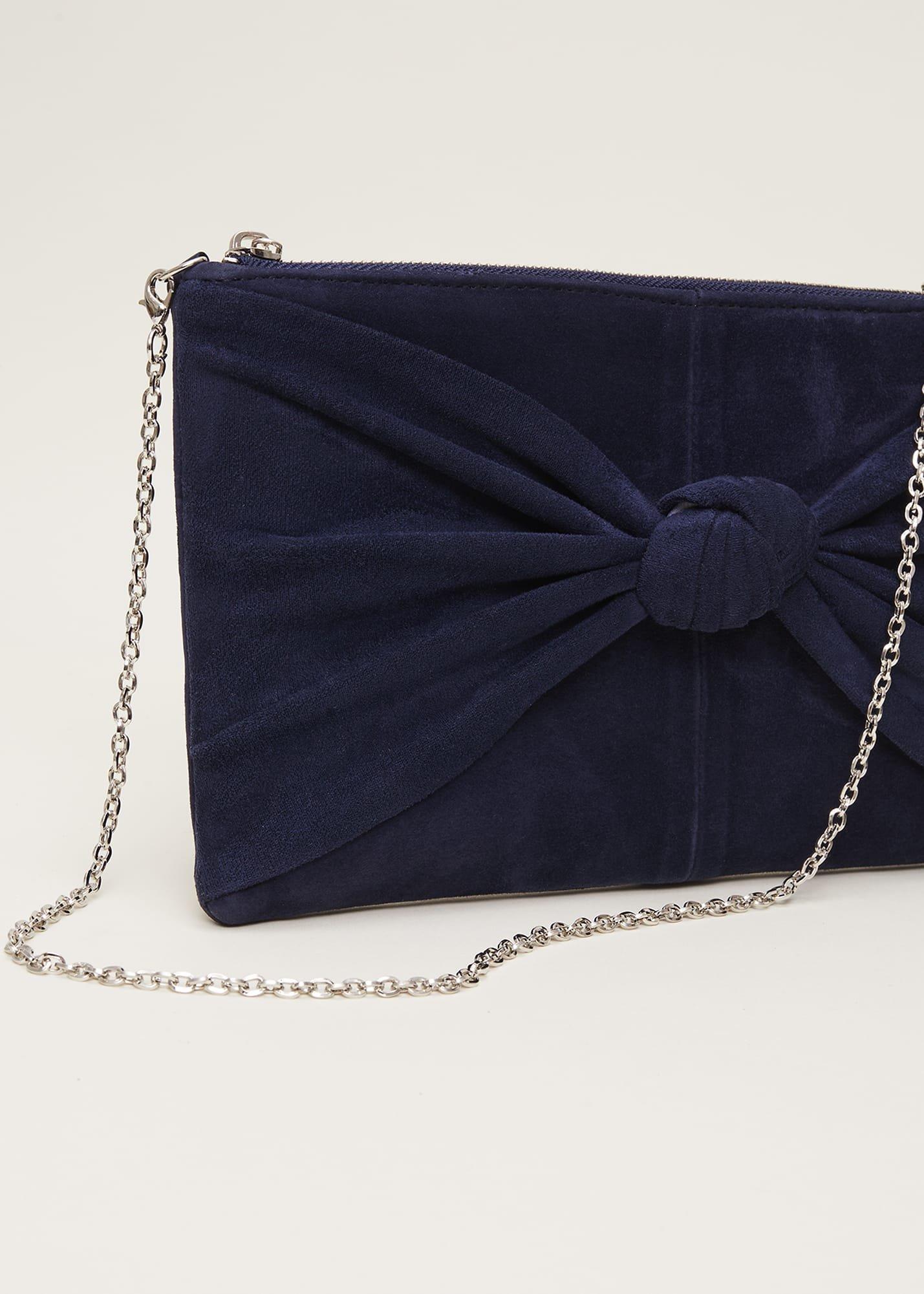 Navy Suede Clutch Bag