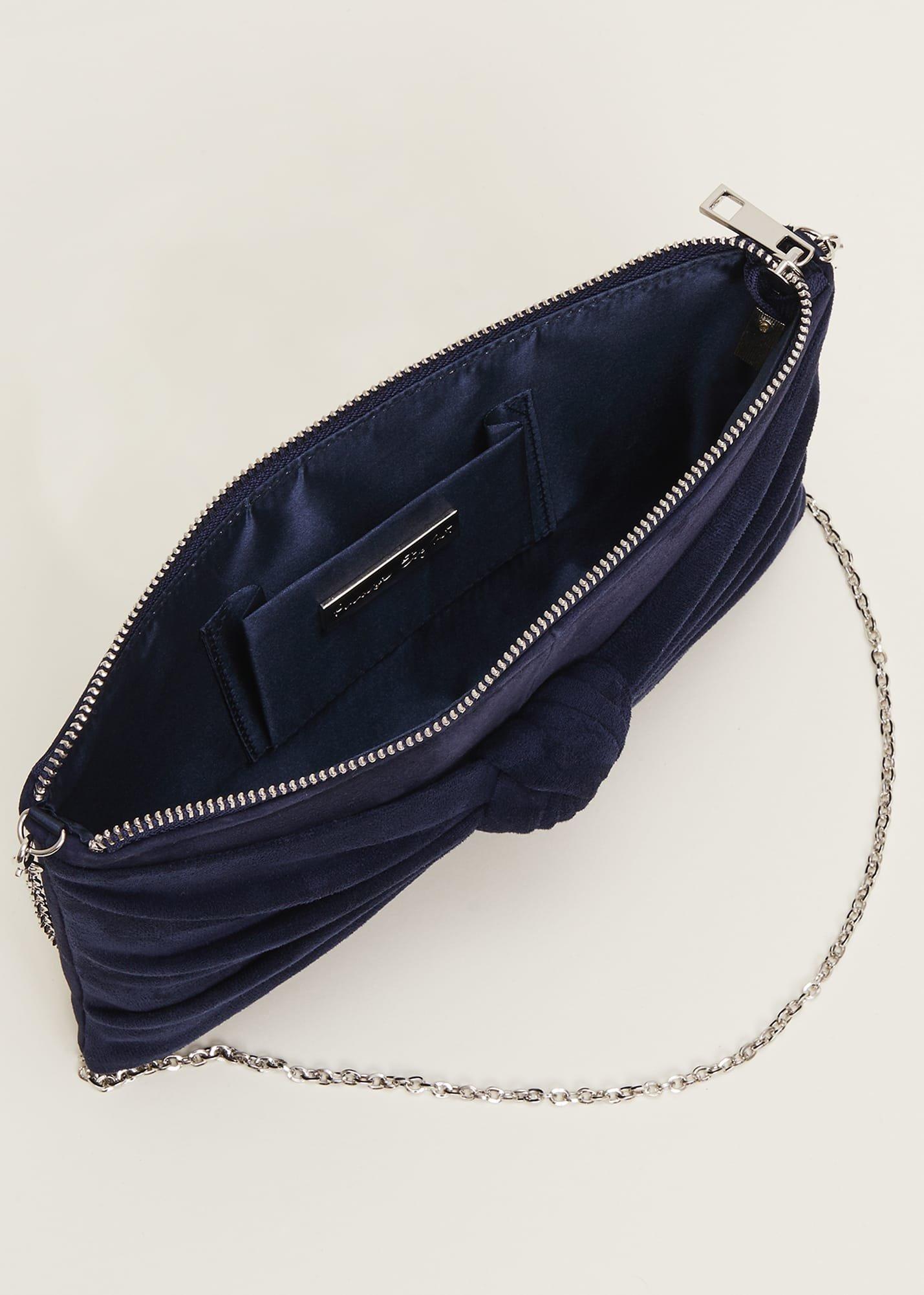 Navy Suede Clutch Bag