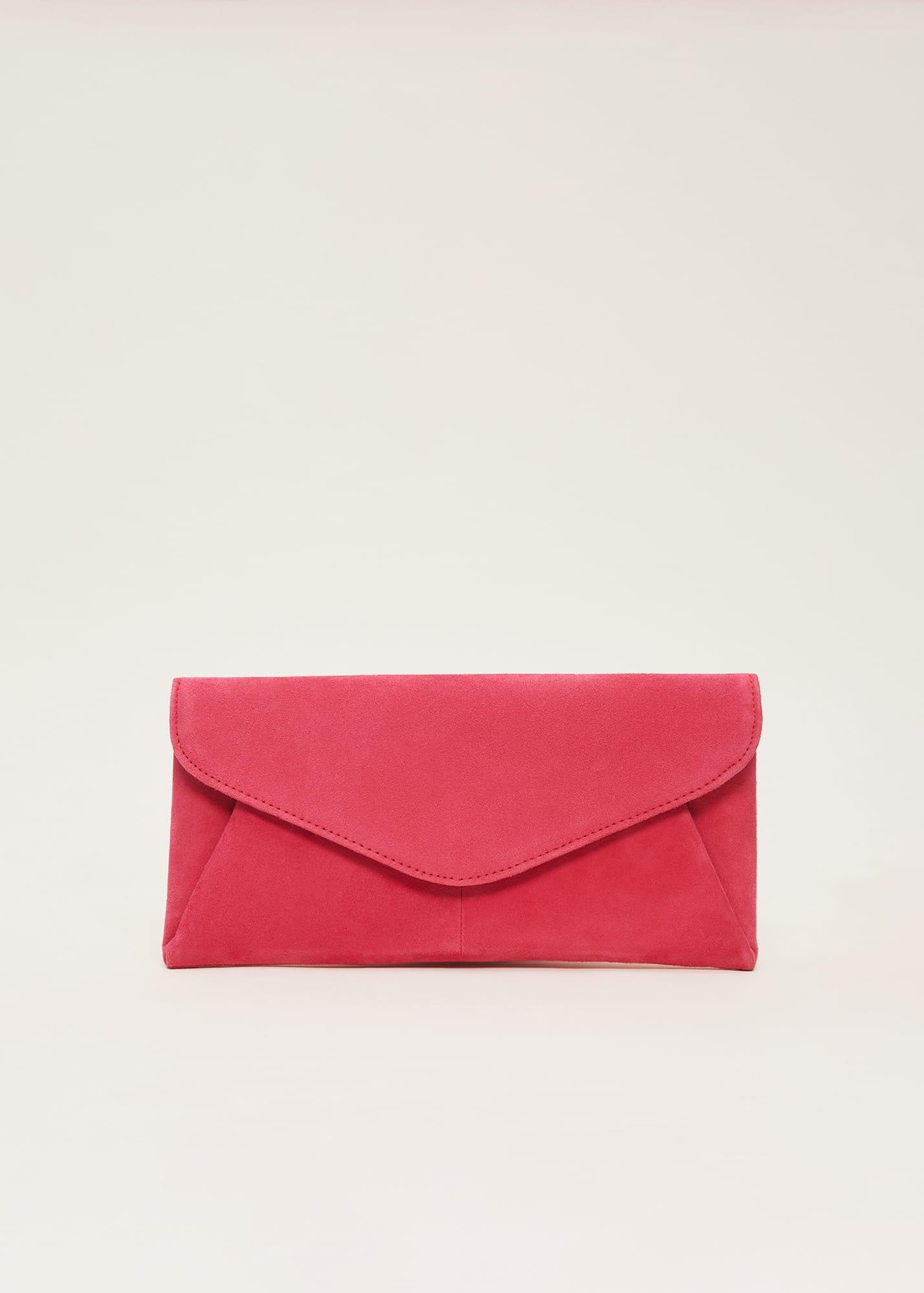 Wendie Pink Suede Clutch Bag