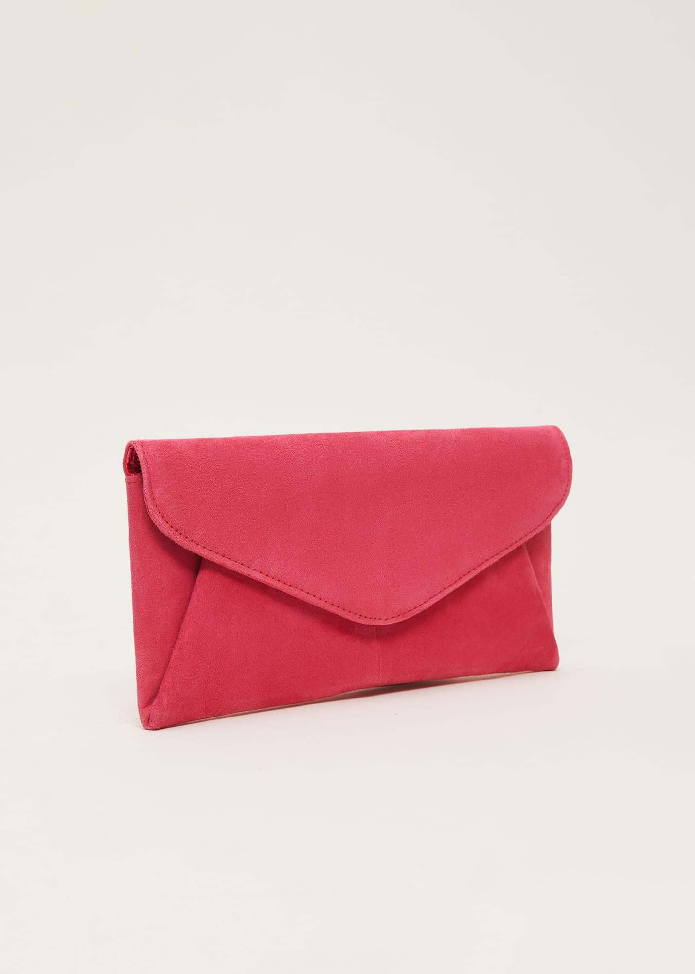 Wendie Pink Suede Clutch Bag