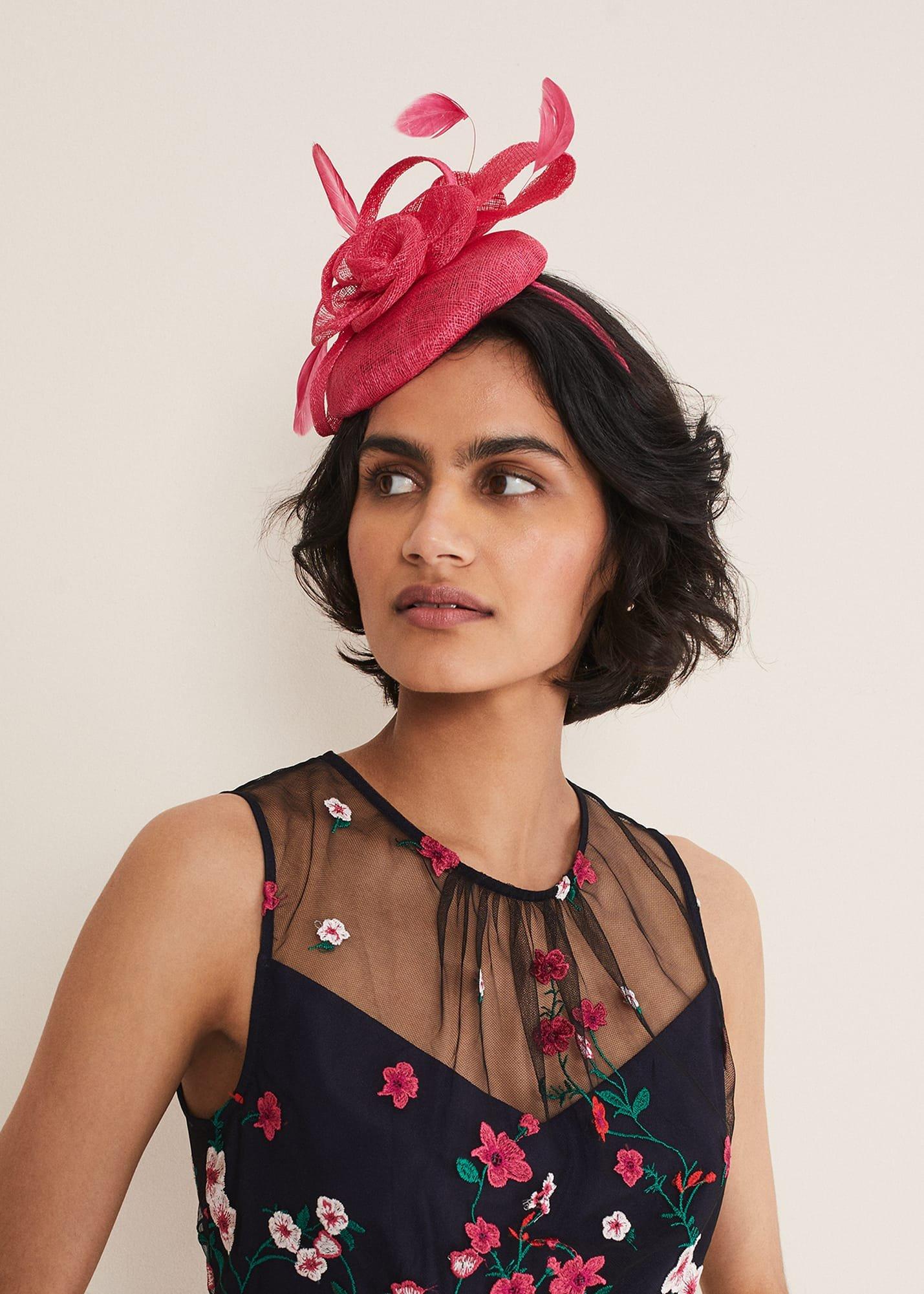 Pink Flower Pillbox Fascinator