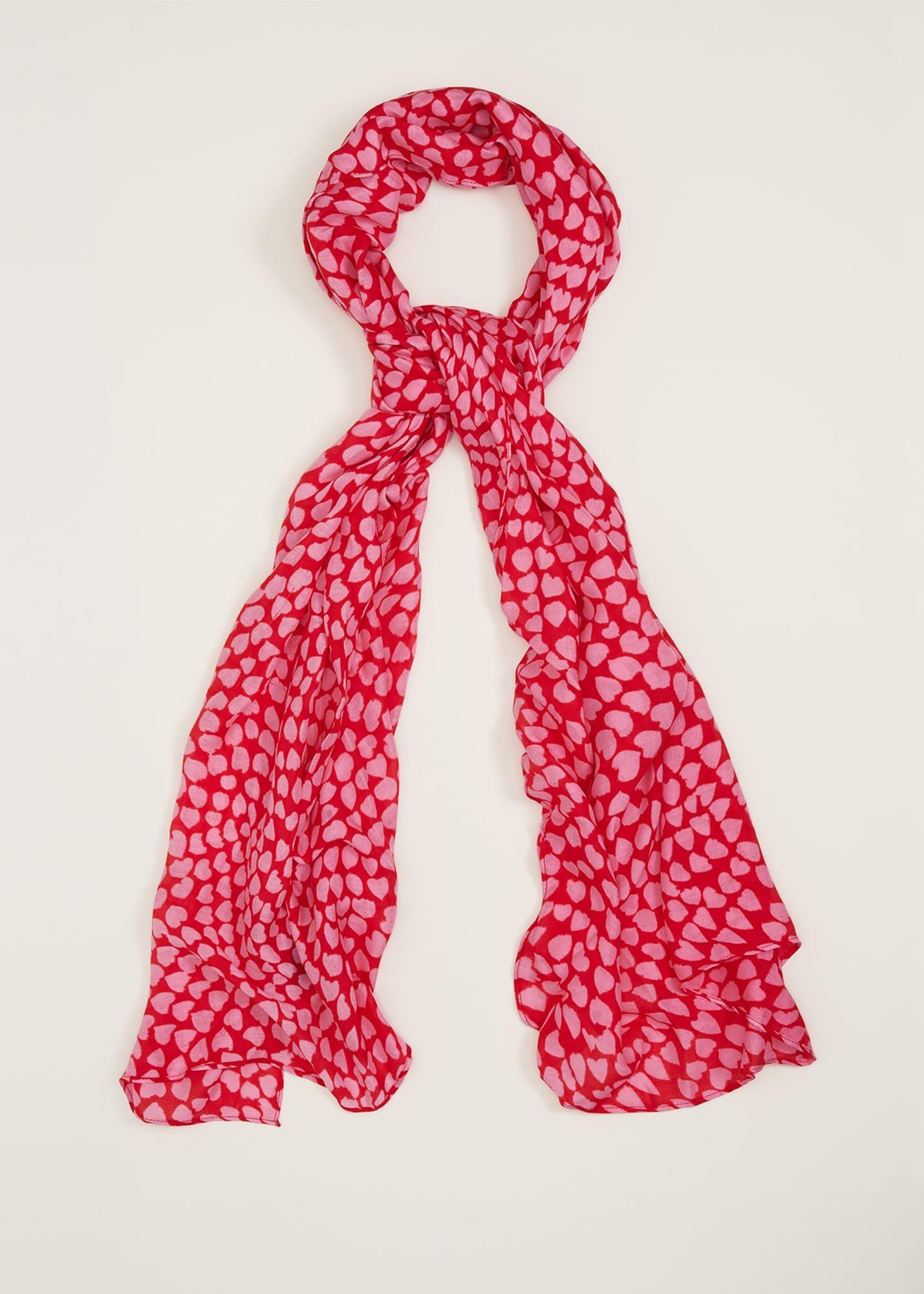 Heart Print Lightweight Scarf