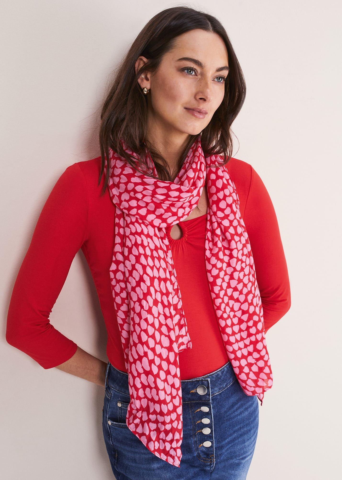 Heart Print Lightweight Scarf