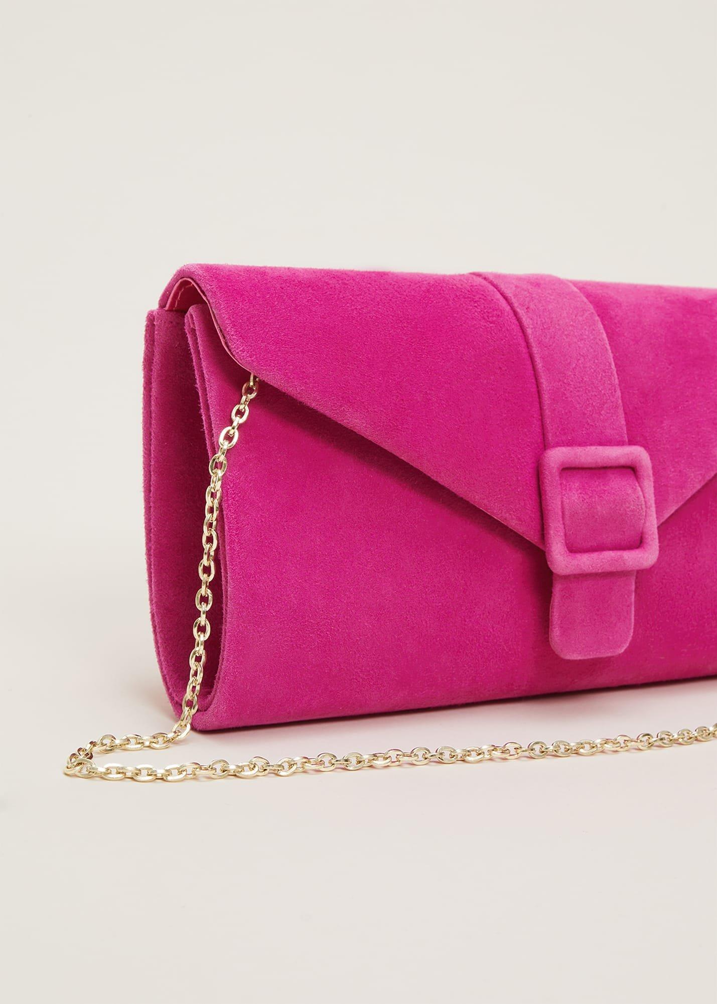 Pink Suede Clutch
