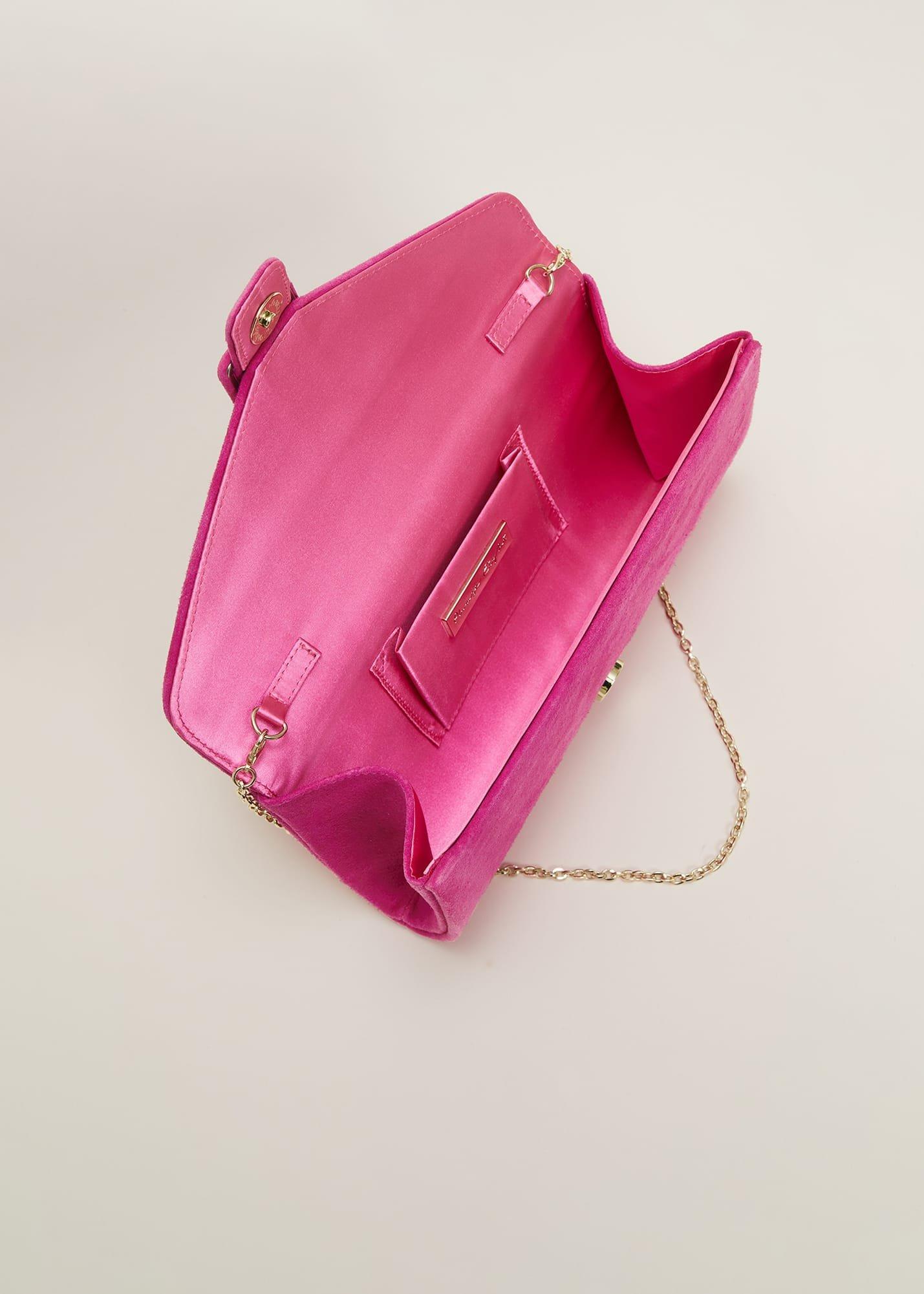 Pink Suede Clutch