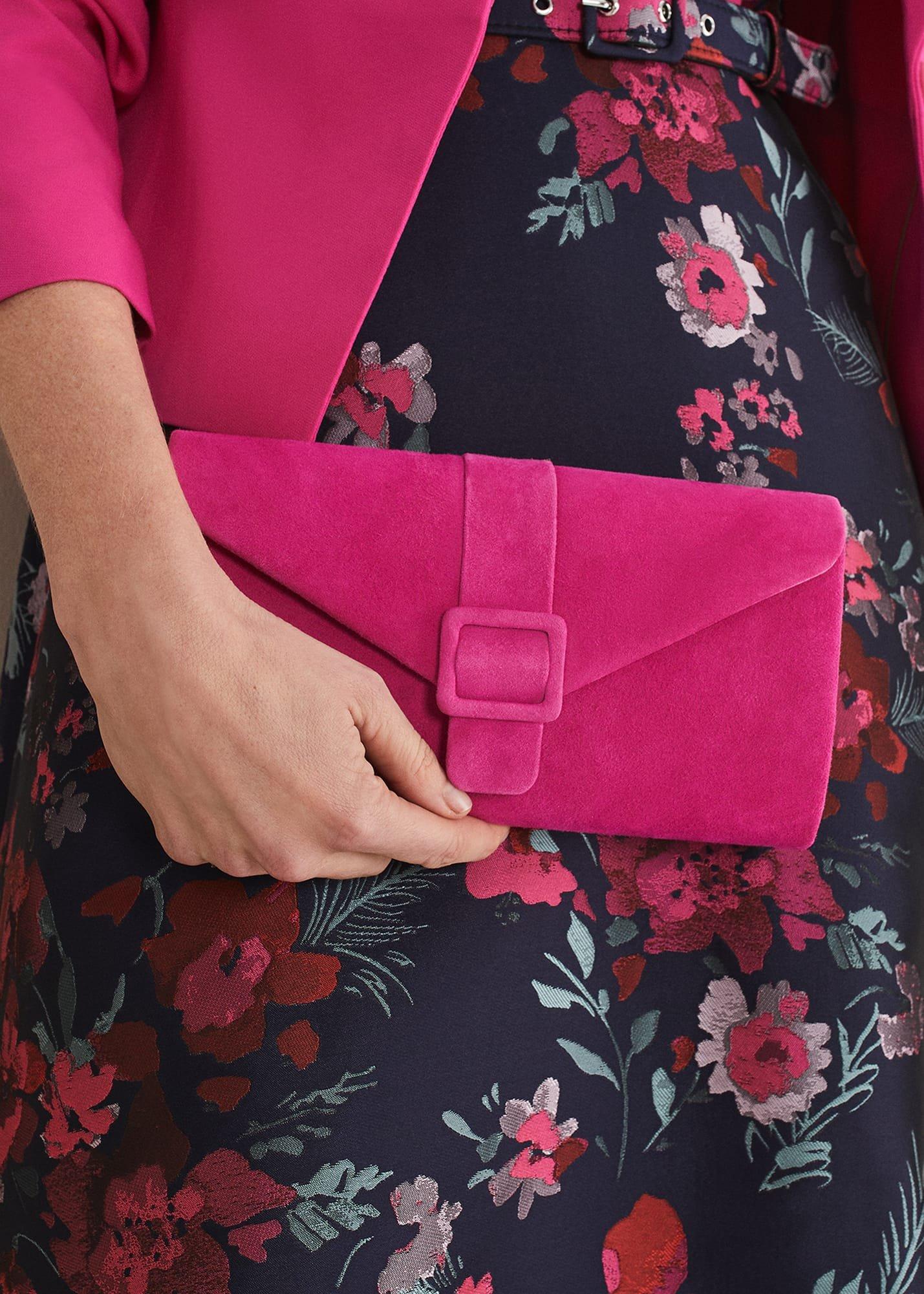Pink Suede Clutch