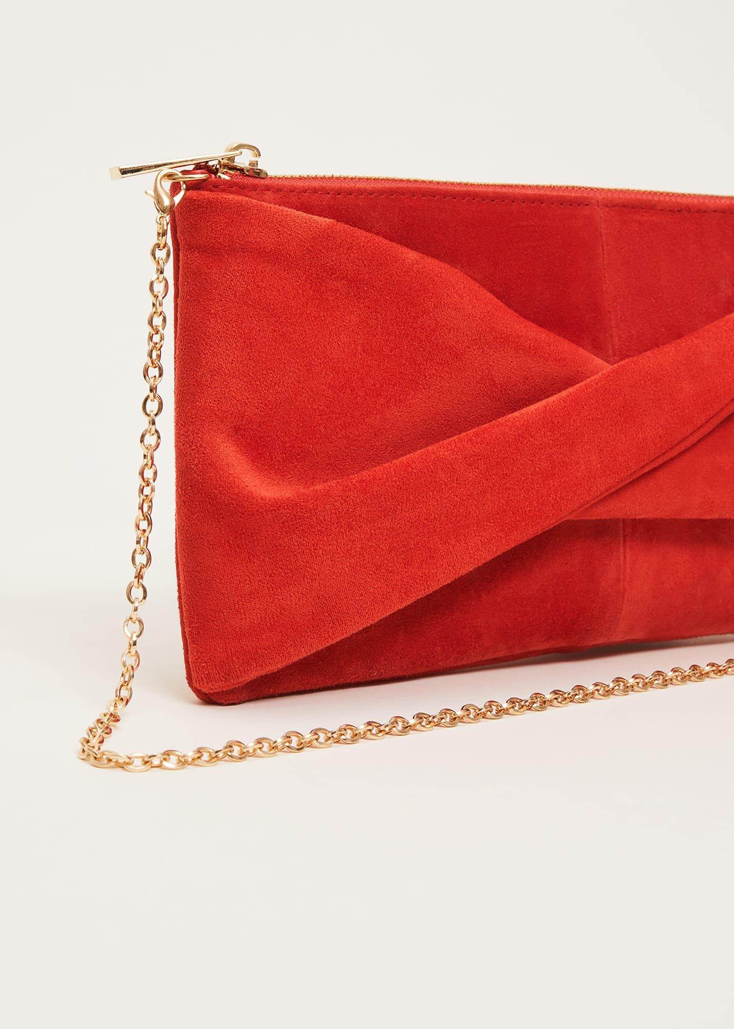 Red Suede Clutch Bag