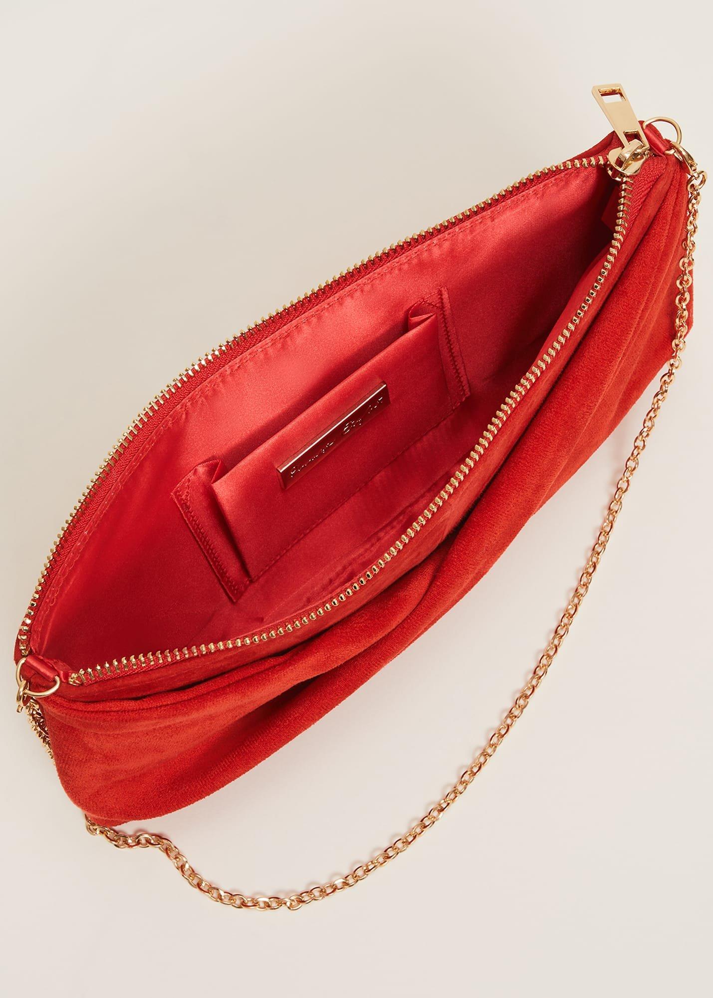 Red Suede Clutch Bag