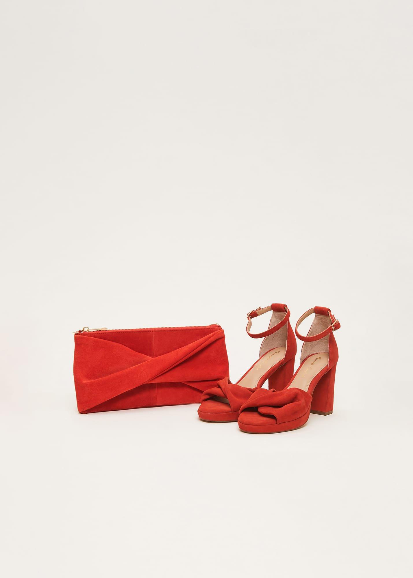 Red Suede Clutch Bag