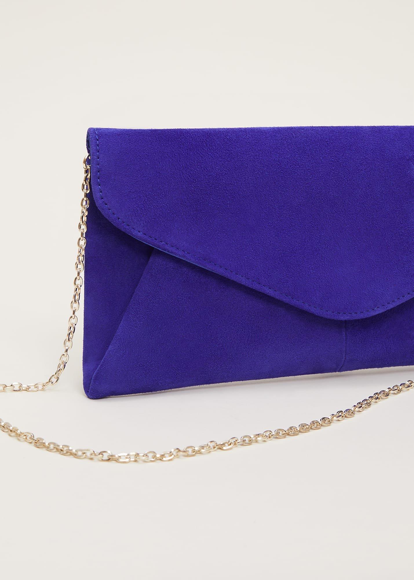 Wendie Dark Blue Suede Clutch Bag