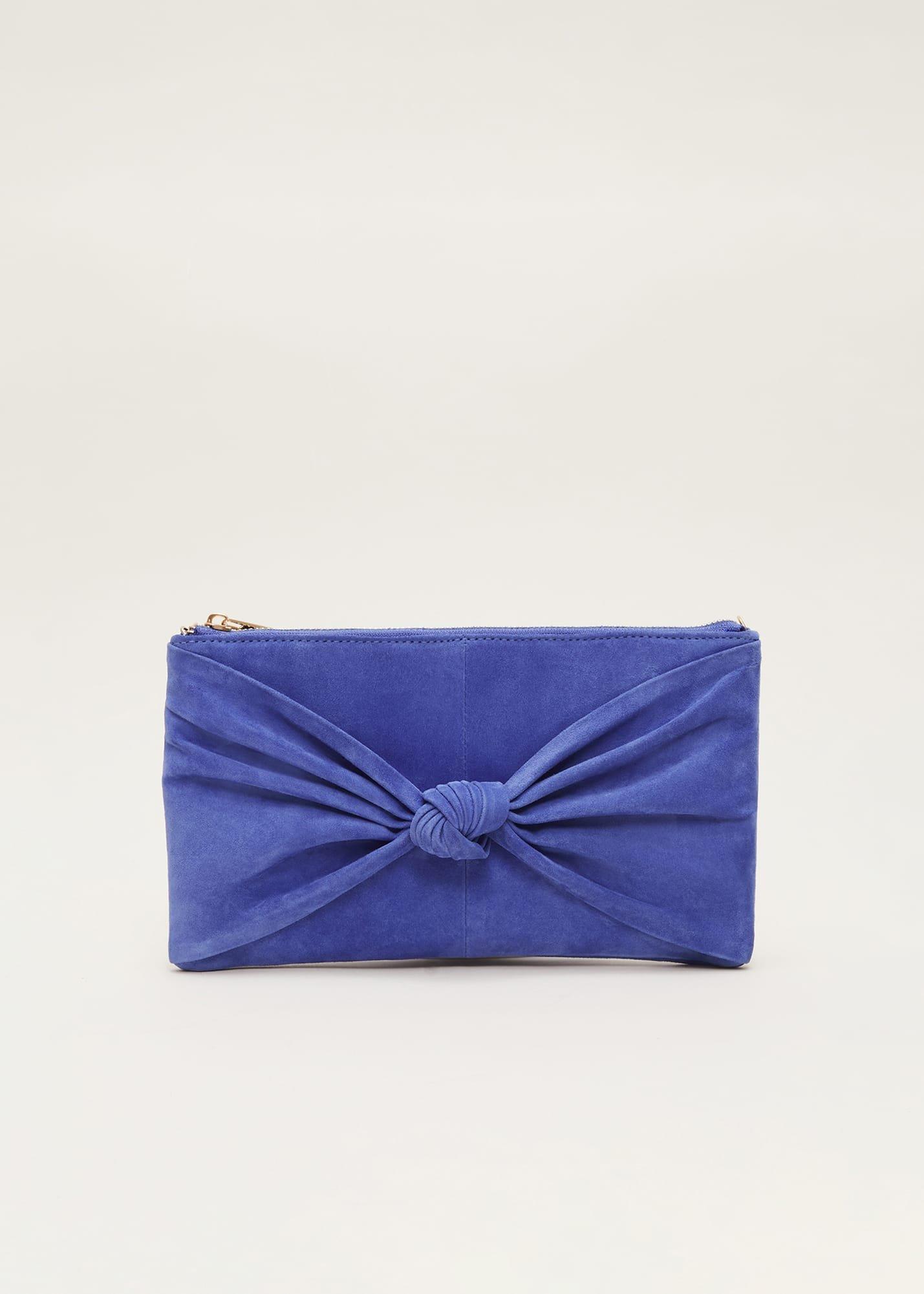 Blue Suede Clutch Bag