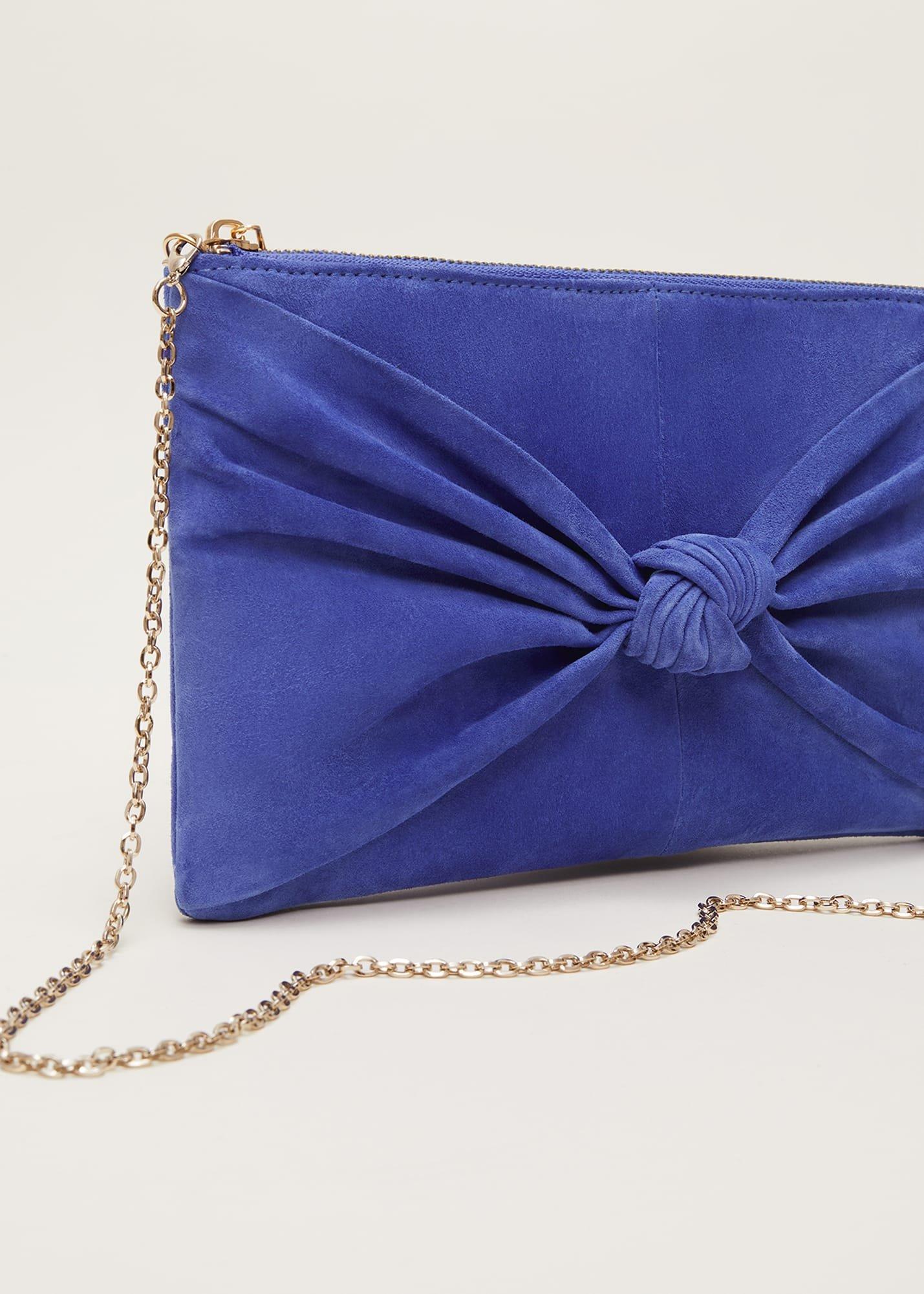 Blue Suede Clutch Bag