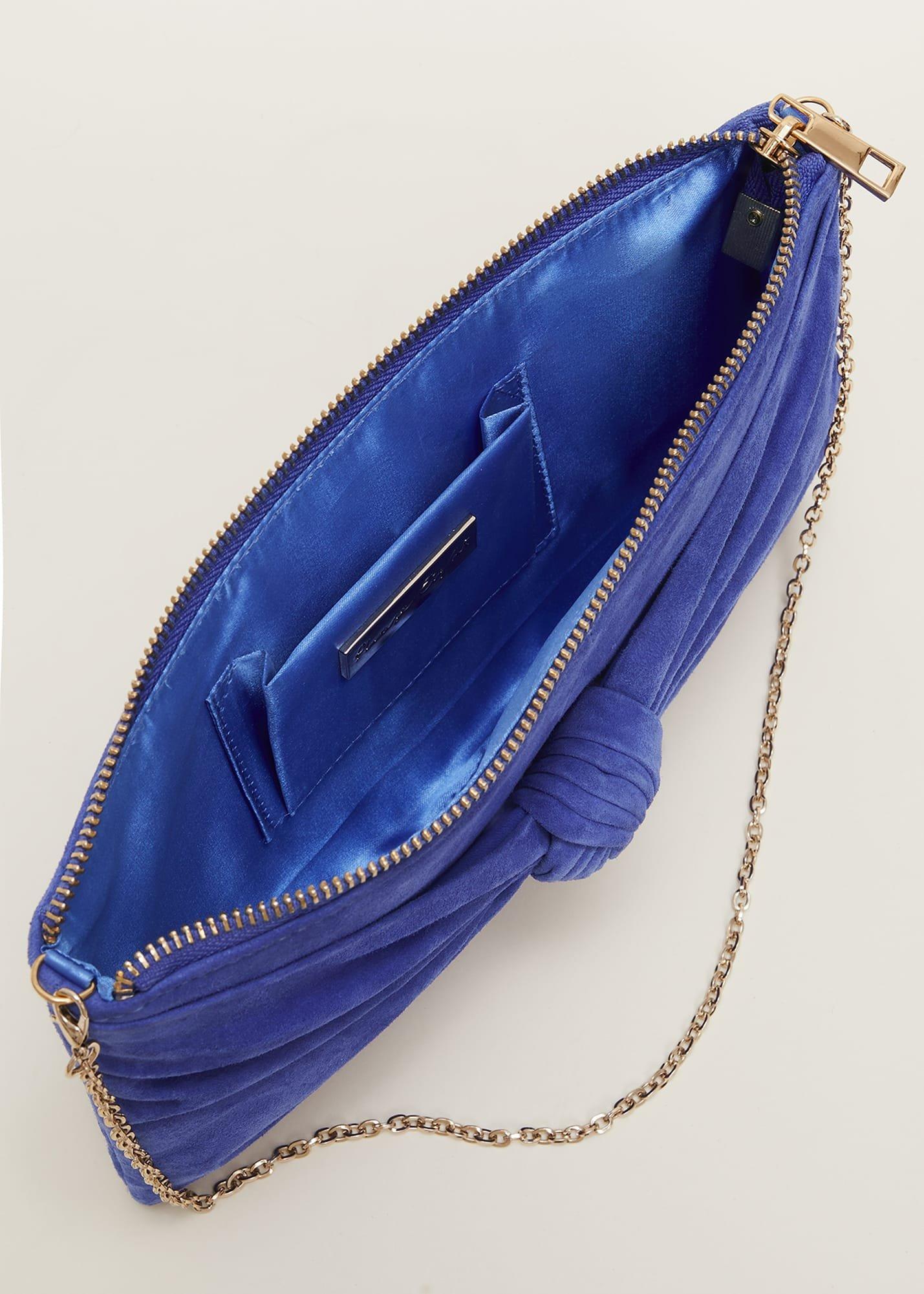 Blue Suede Clutch Bag