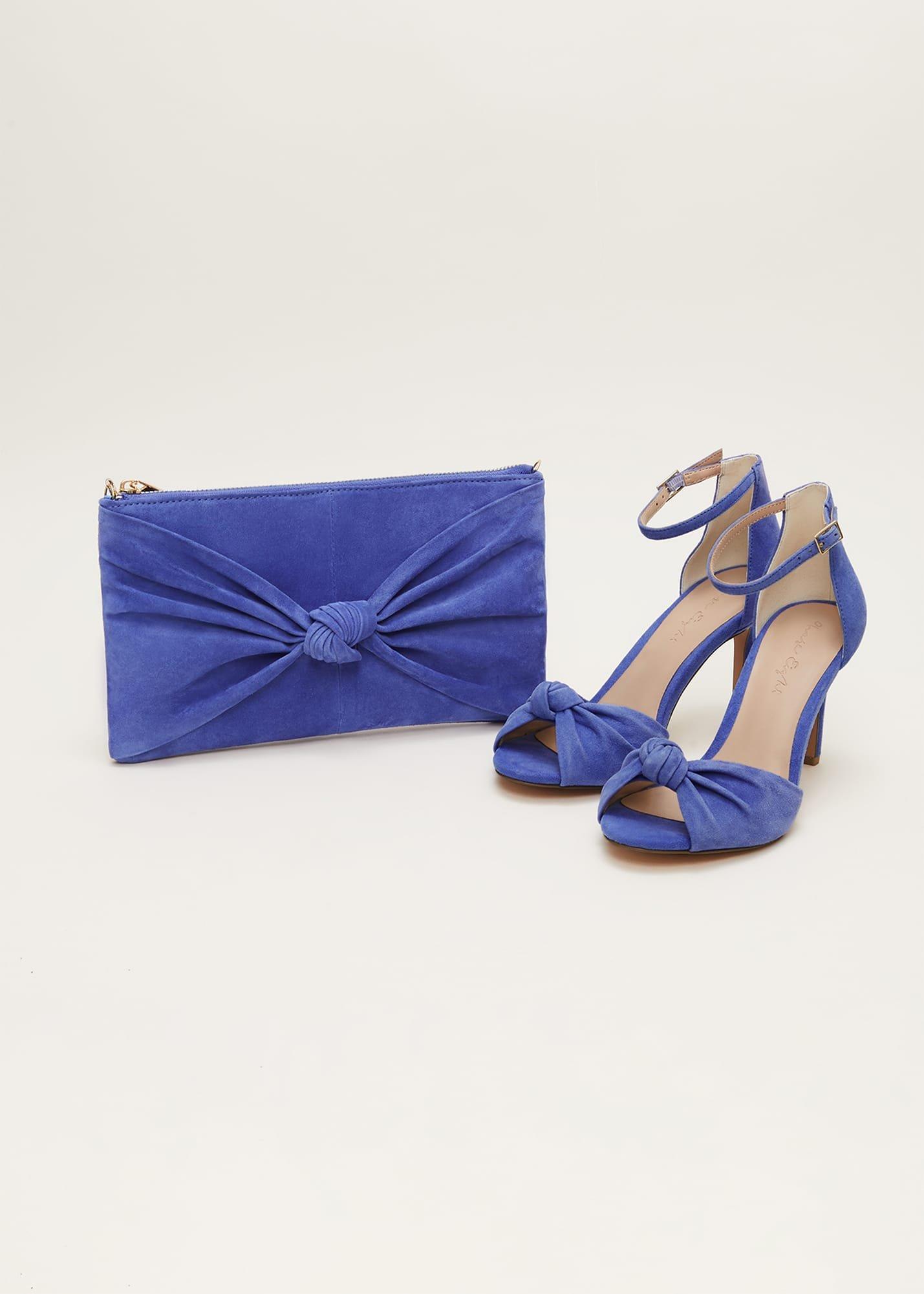 Blue Suede Clutch Bag