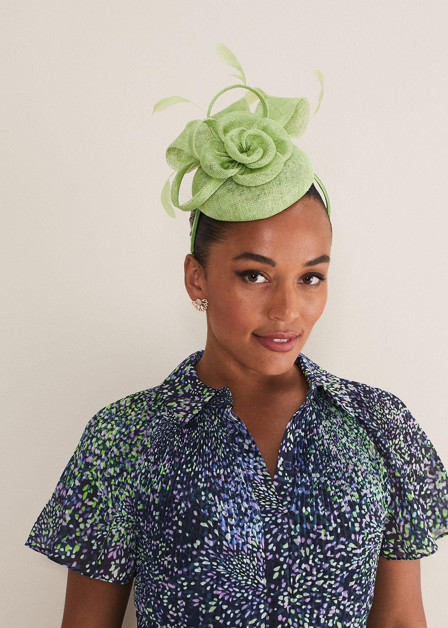 Green Flower Pillbox Fascinator