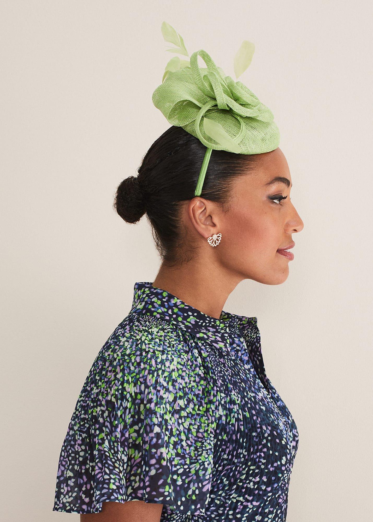 Green Flower Pillbox Fascinator
