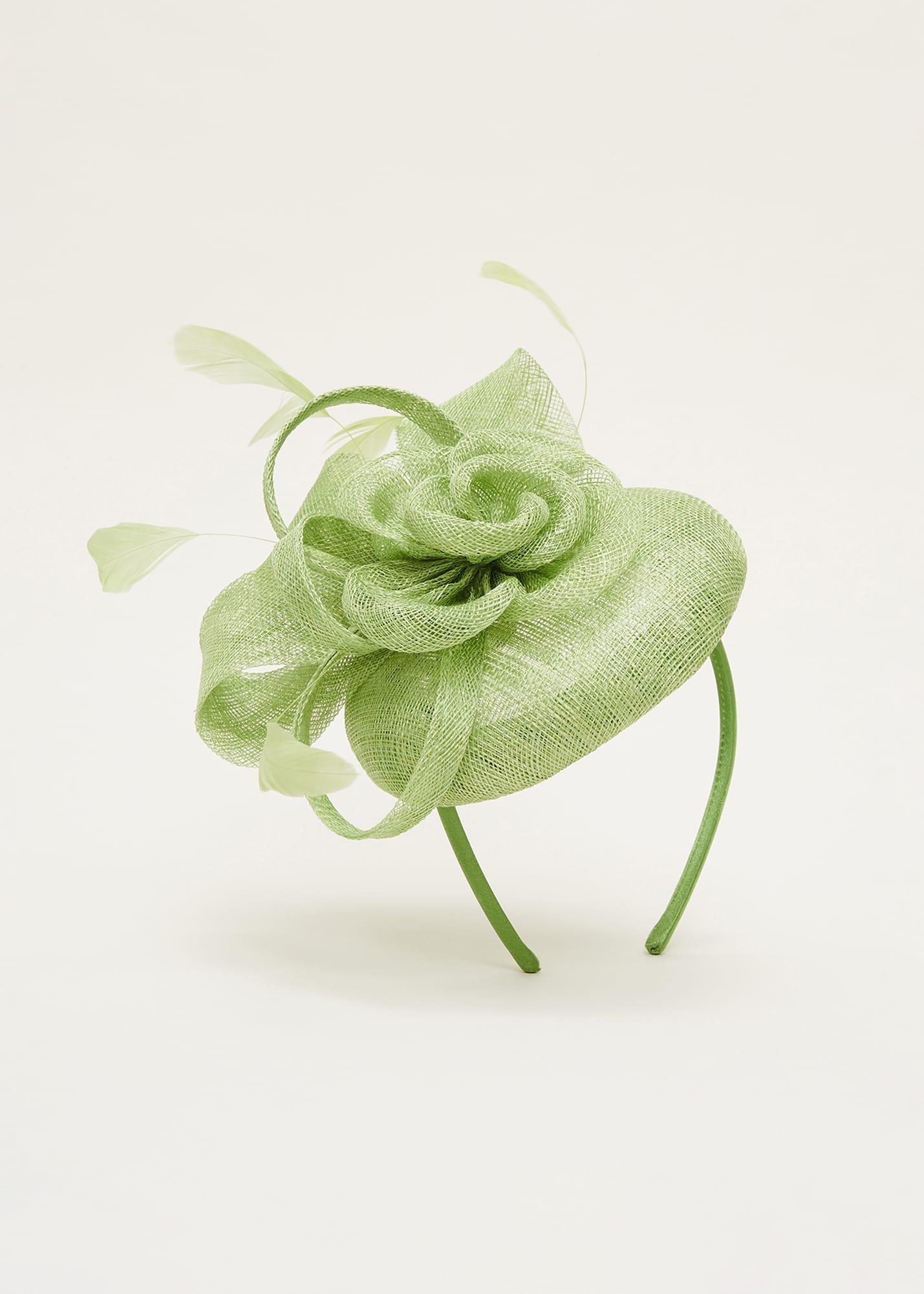 Green Flower Pillbox Fascinator