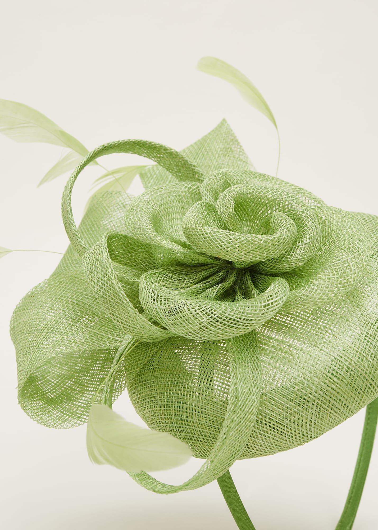 Green Flower Pillbox Fascinator
