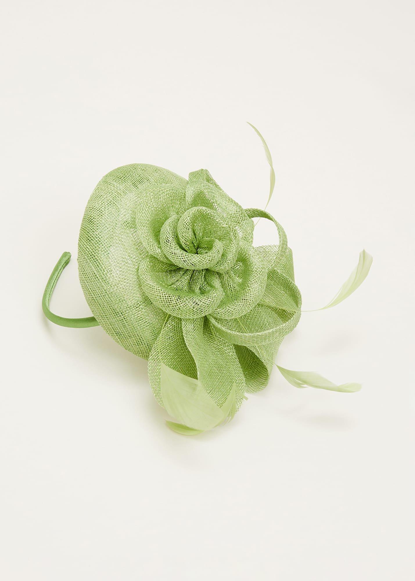 Green Flower Pillbox Fascinator