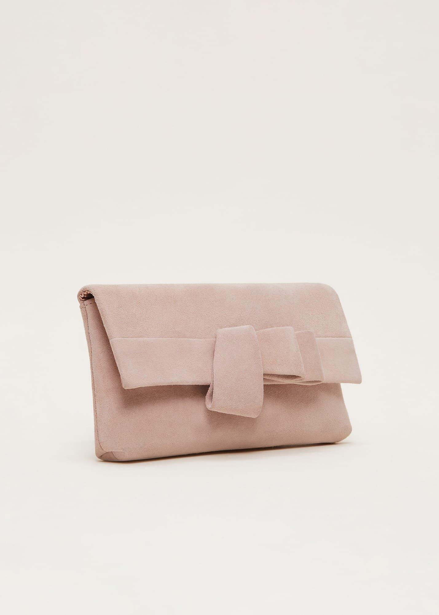 Suede Bow Front Clutch