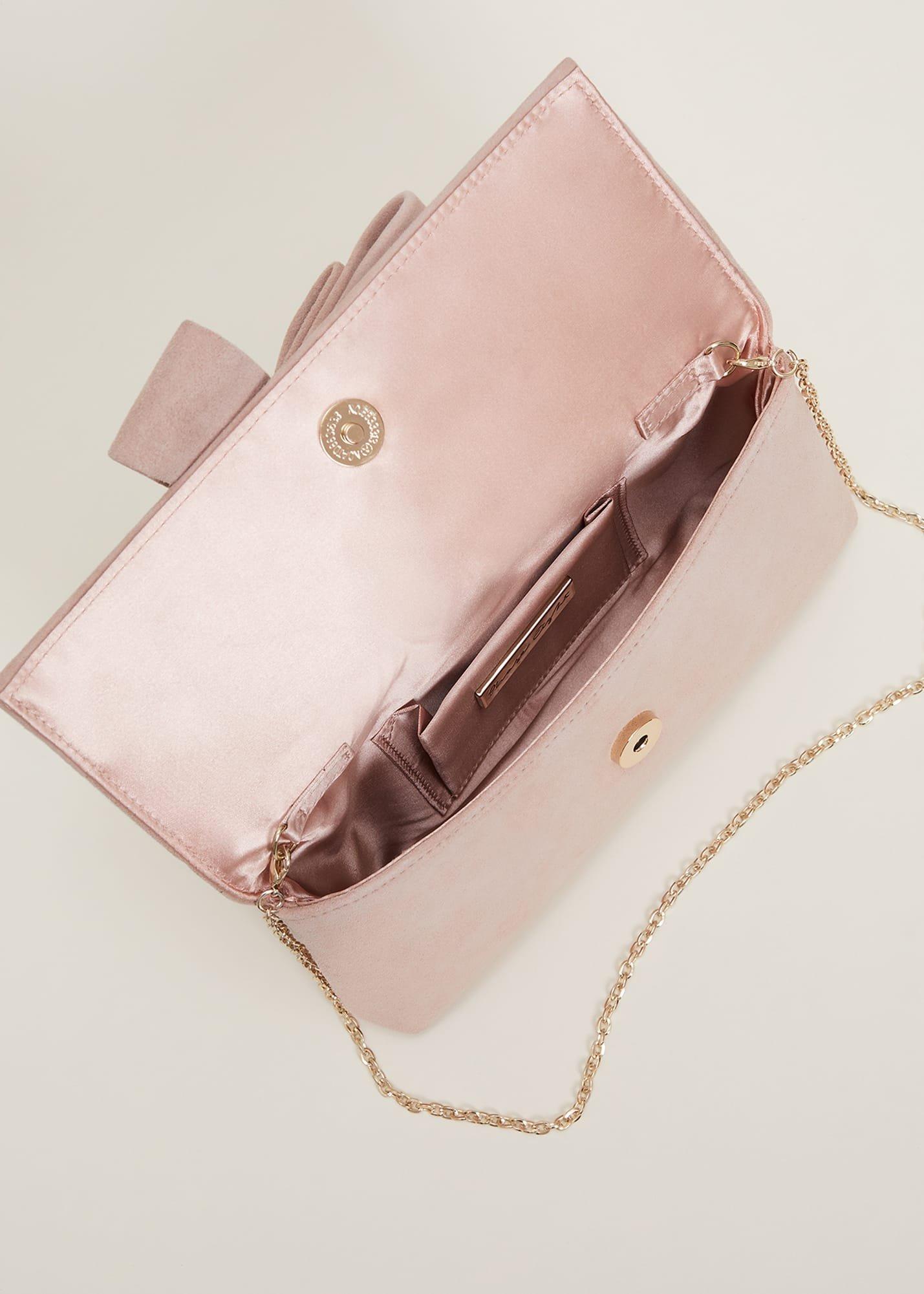 Suede Bow Front Clutch